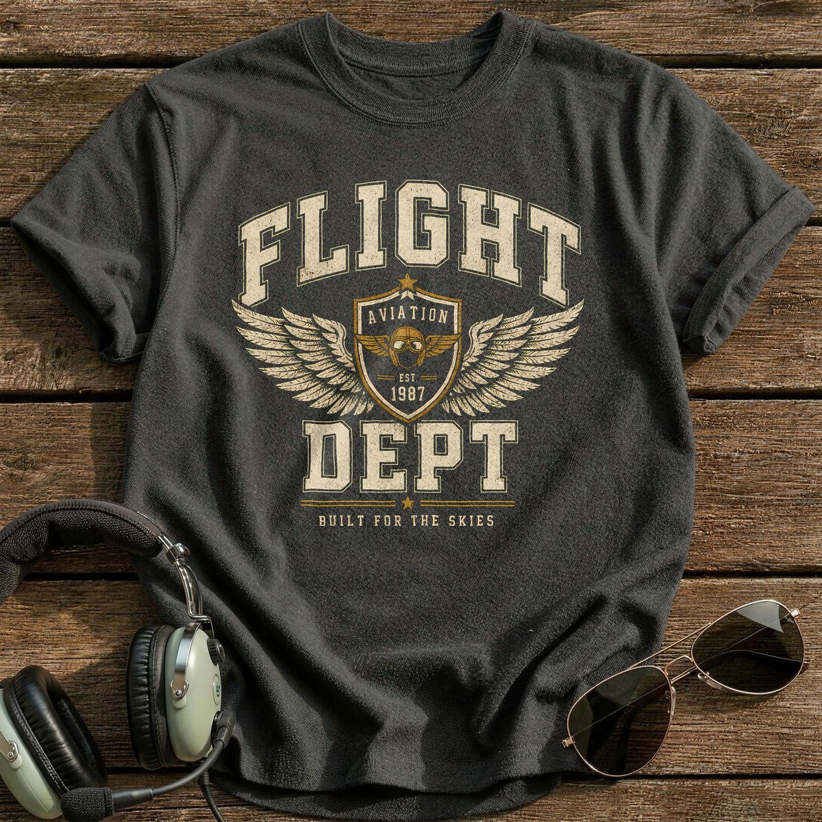 Flight Dept Varsity 12 T-Shirt - Charcoal