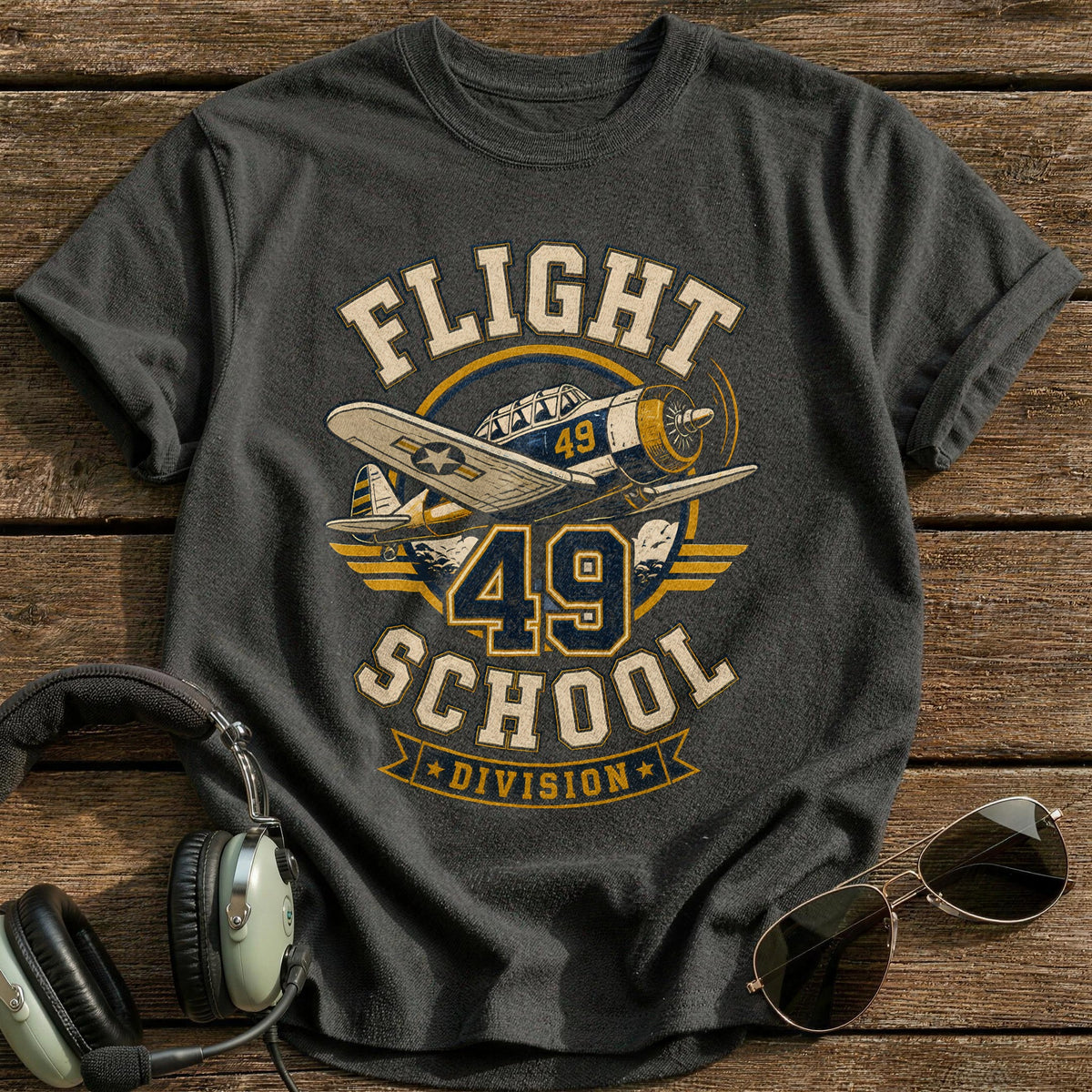 Flight School Division 49 27 T-Shirt - Charcoal