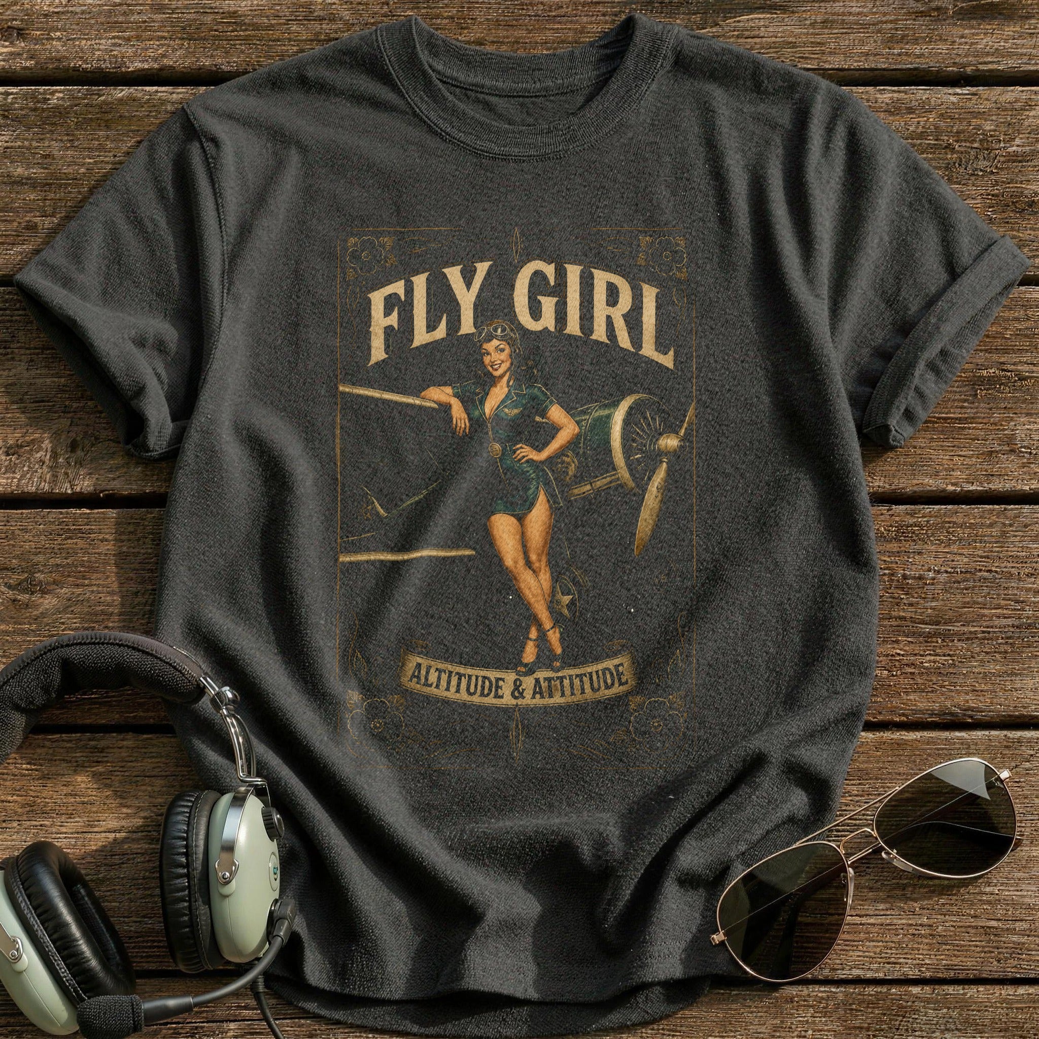 Fly Girl T-Shirt - Charcoal