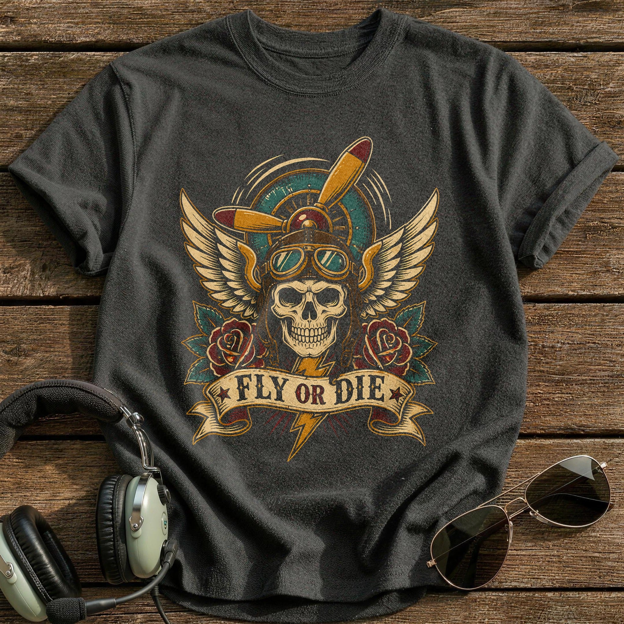 Fly Or Die 04 T-Shirt - Charcoal
