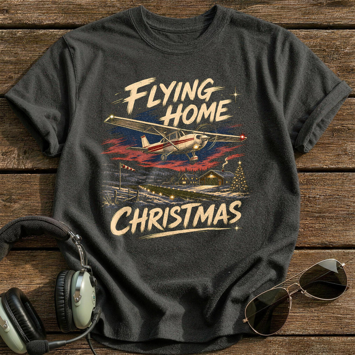 Flying Home For Christmas 1 T-Shirt - Charcoal