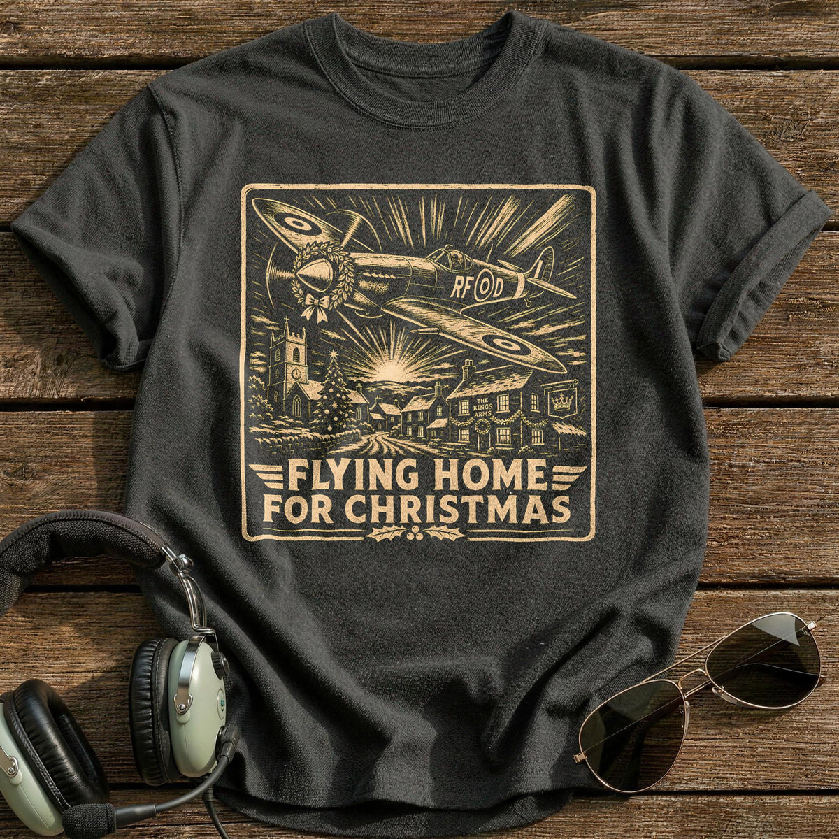 Flying Home For Christmas 10 T-Shirt - Charcoal
