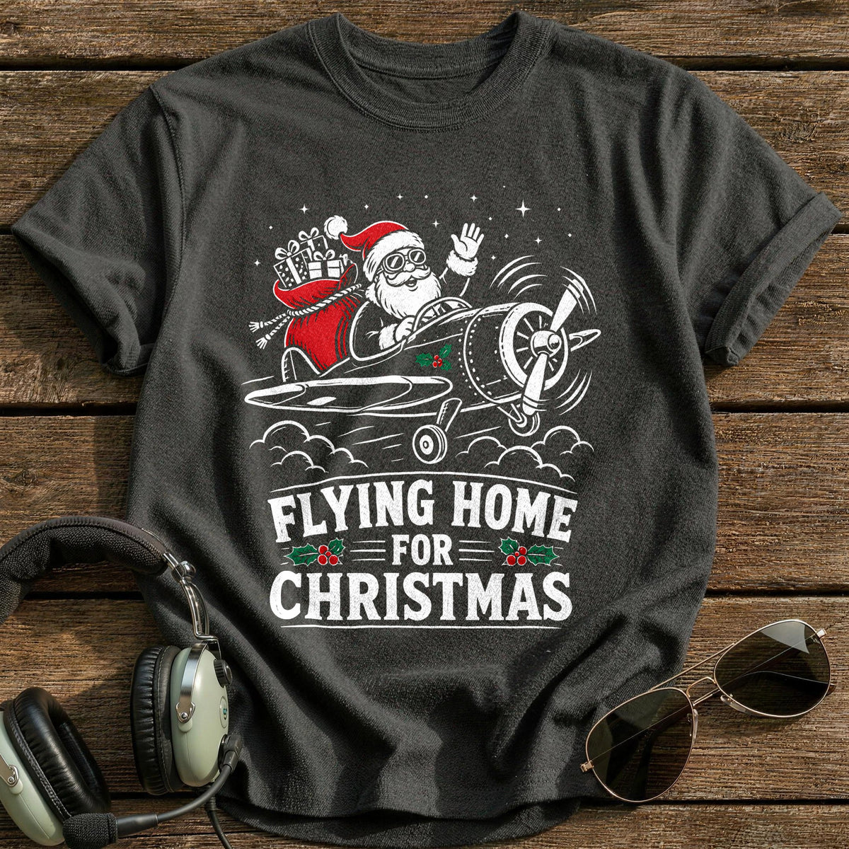 Flying Home For Christmas 25 T-Shirt - Charcoal