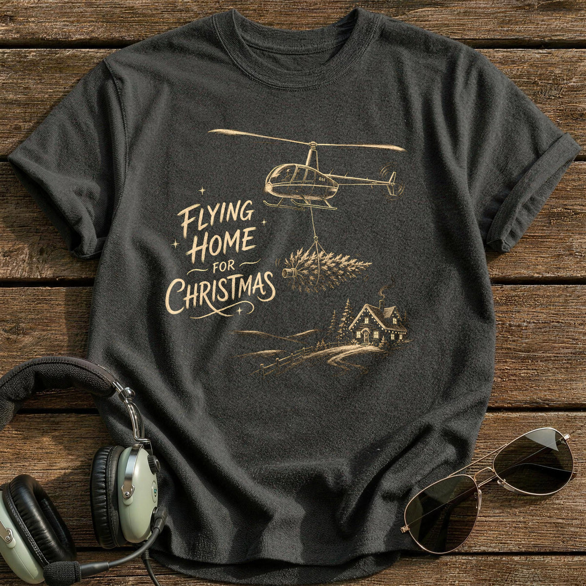 Flying Home For Christmas 4 T-Shirt - Charcoal