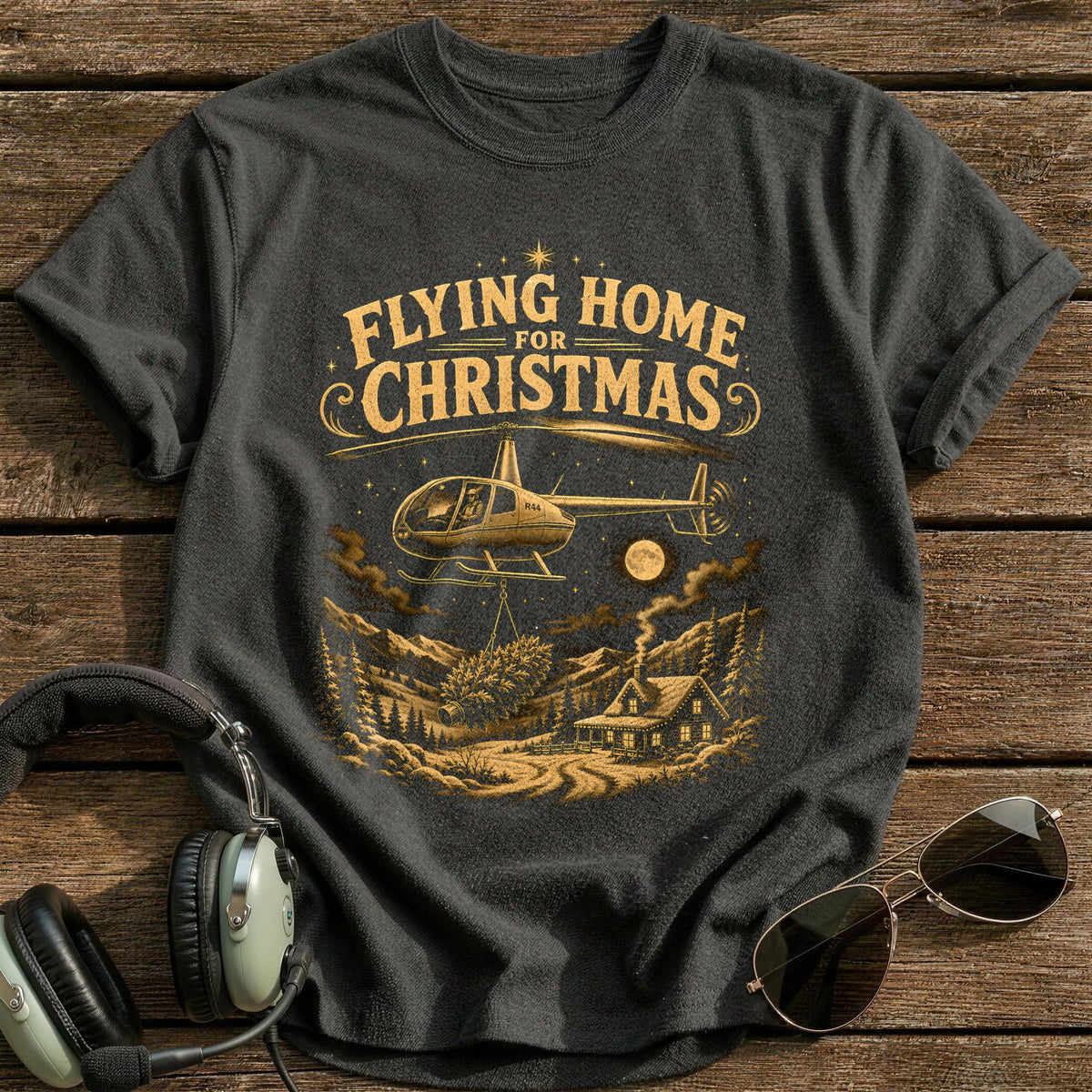 Flying Home For Christmas 5 T-Shirt - Charcoal