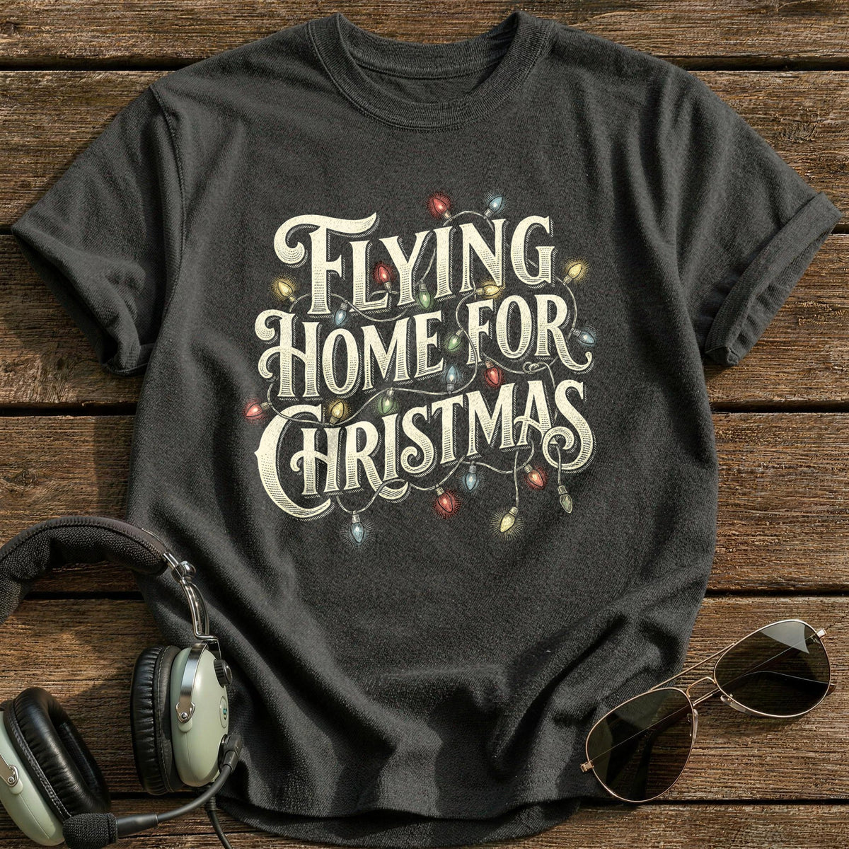 Flying Home For Christmas 6 T-Shirt - Charcoal