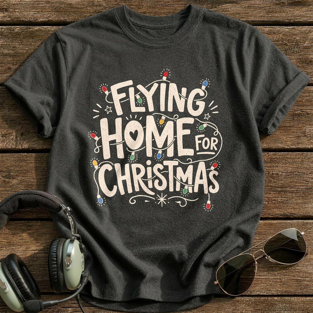 Flying Home For Christmas 7 T-Shirt - Charcoal