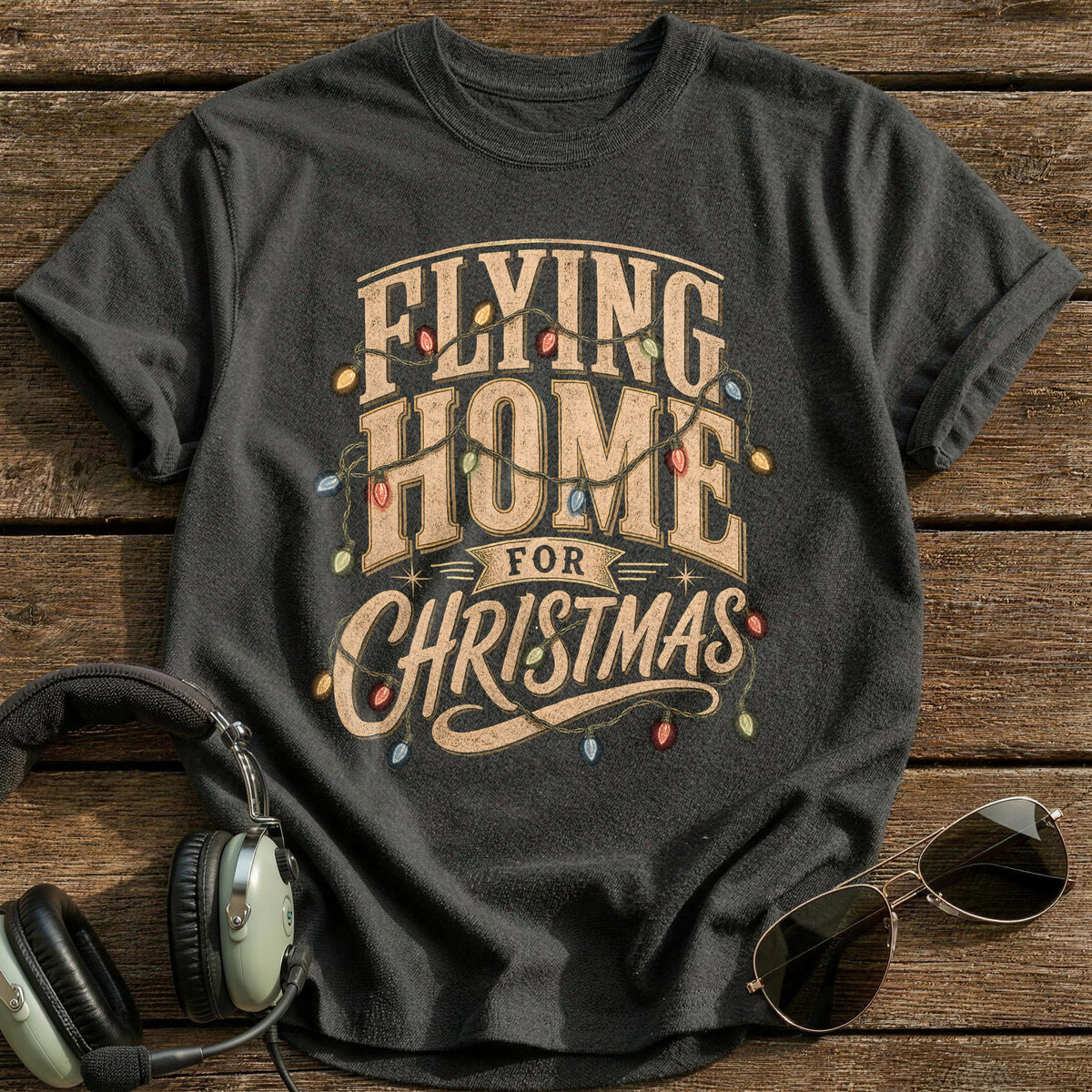 Flying Home For Christmas 8 T-Shirt - Charcoal