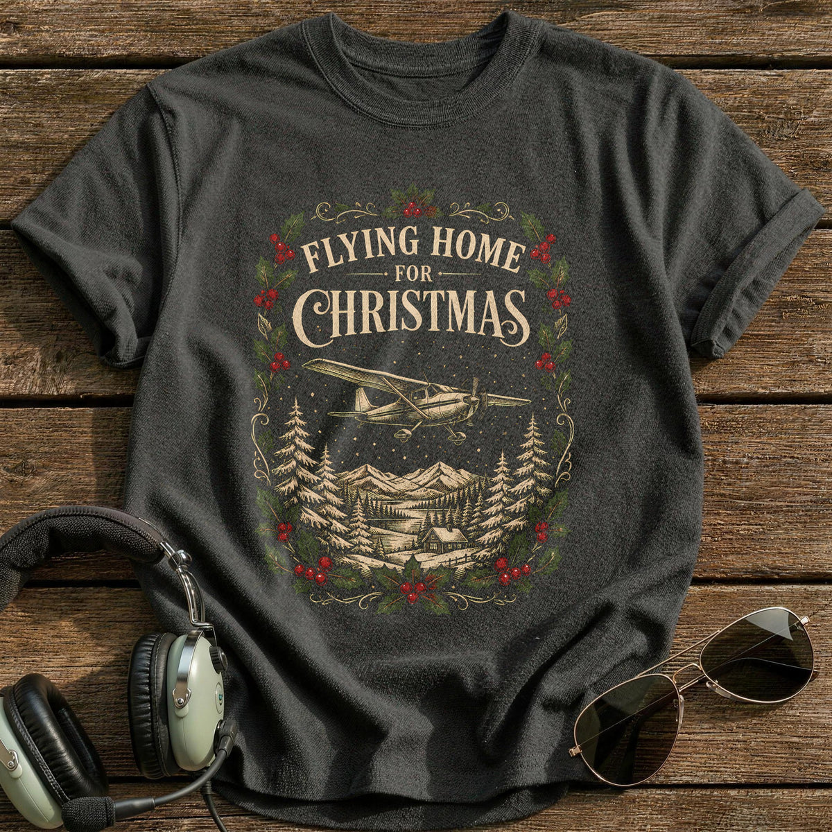 Flying Home For Christmas 83 T-Shirt - Charcoal