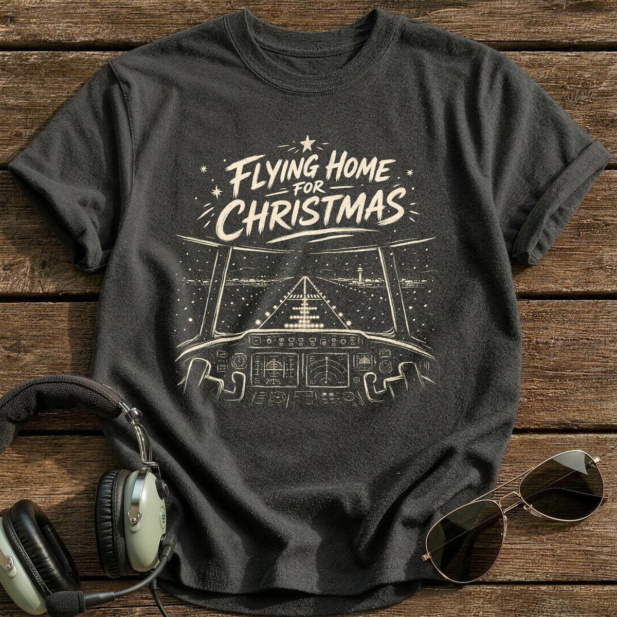 Flying Home For Christmas 9 T-Shirt - Charcoal