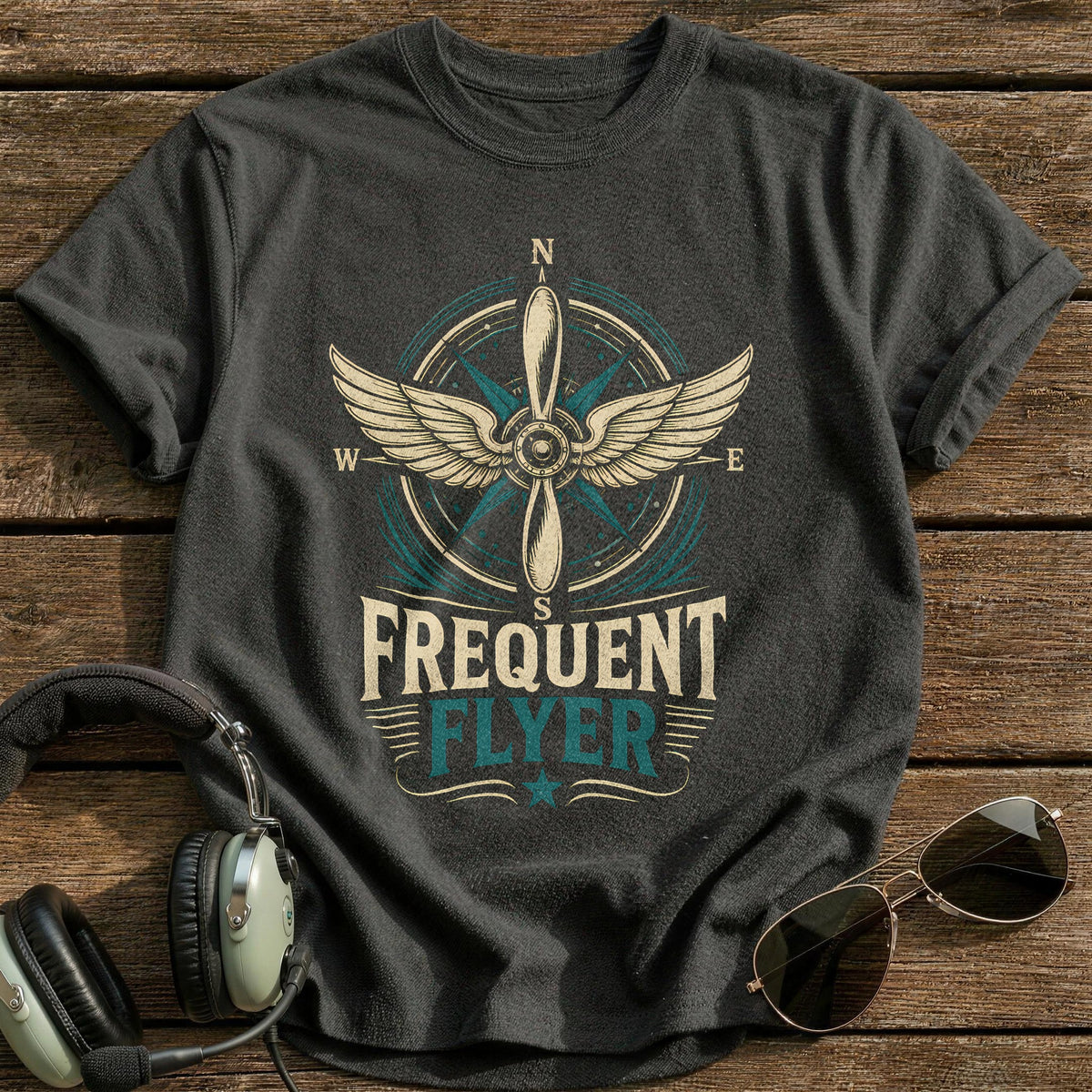 Frequent Flyer Emblem 91 T-Shirt - Charcoal