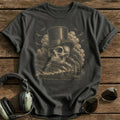 Gentleman Aviator Skull Top Hat T-Shirt - Charcoal