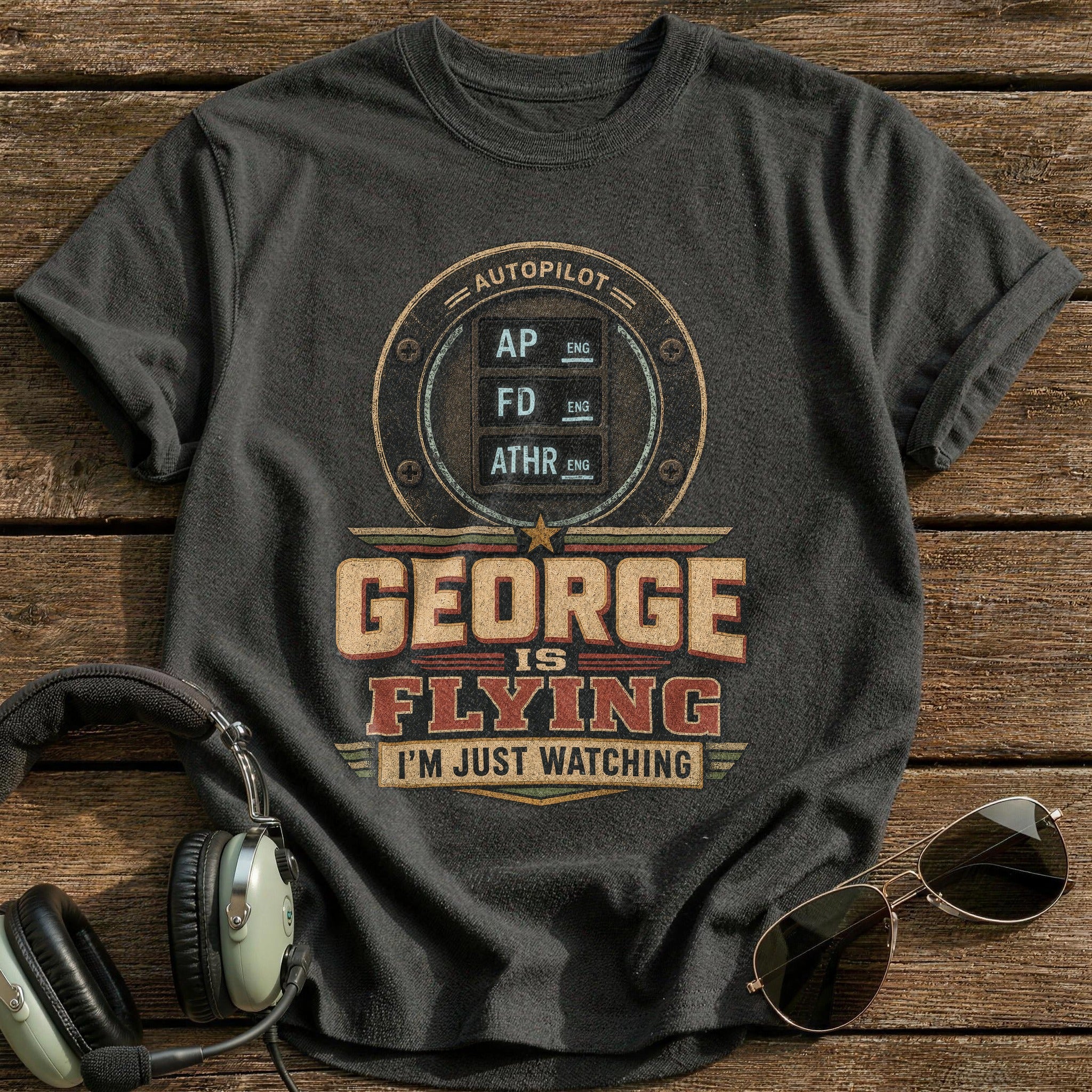 George Is Flying T-Shirt - Charcoal