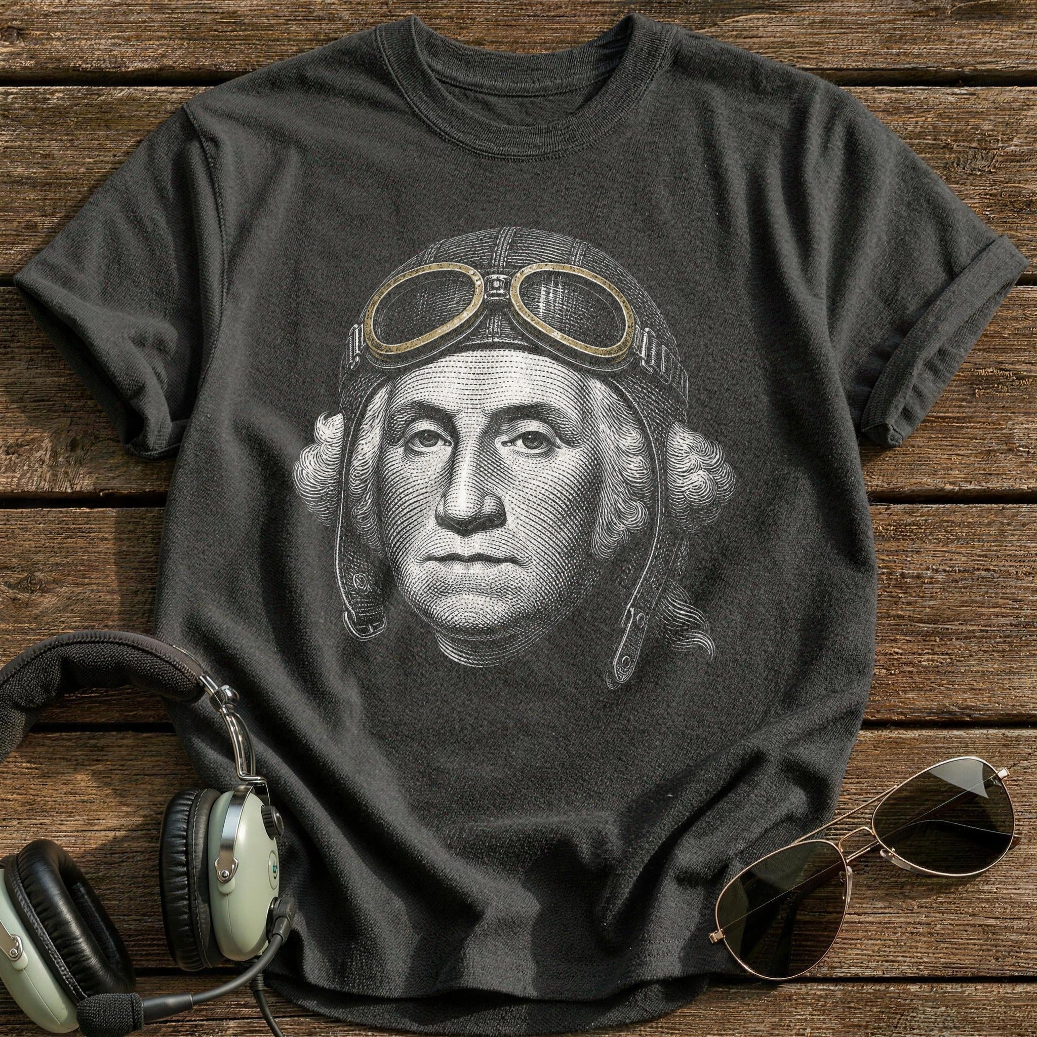 George Washington Aviator (Faded Gold) T-Shirt - Charcoal