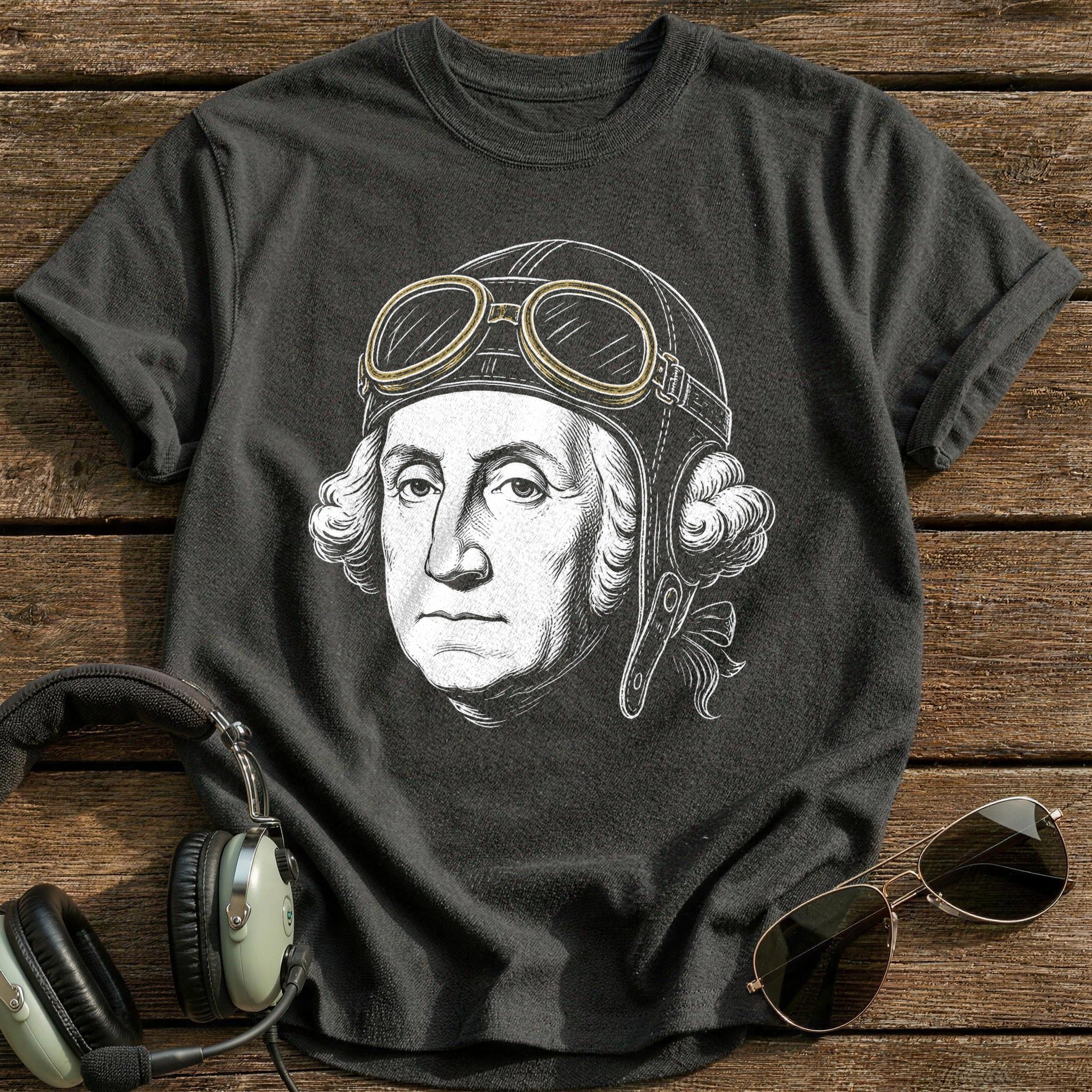 George Washington Aviator (Faded Gold) T-Shirt - Charcoal