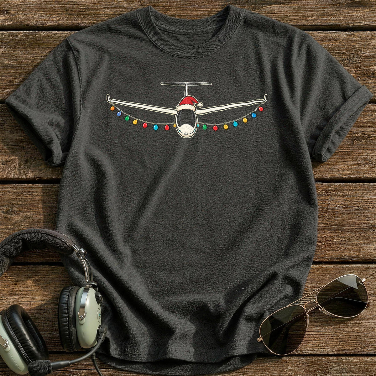 Glider Christmas Lights 23 T-Shirt - Charcoal