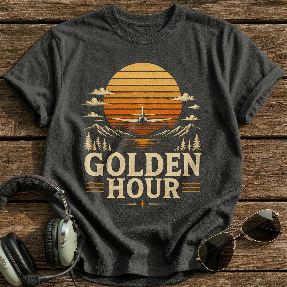 Golden Hour Sunset 43 T-Shirt - Charcoal