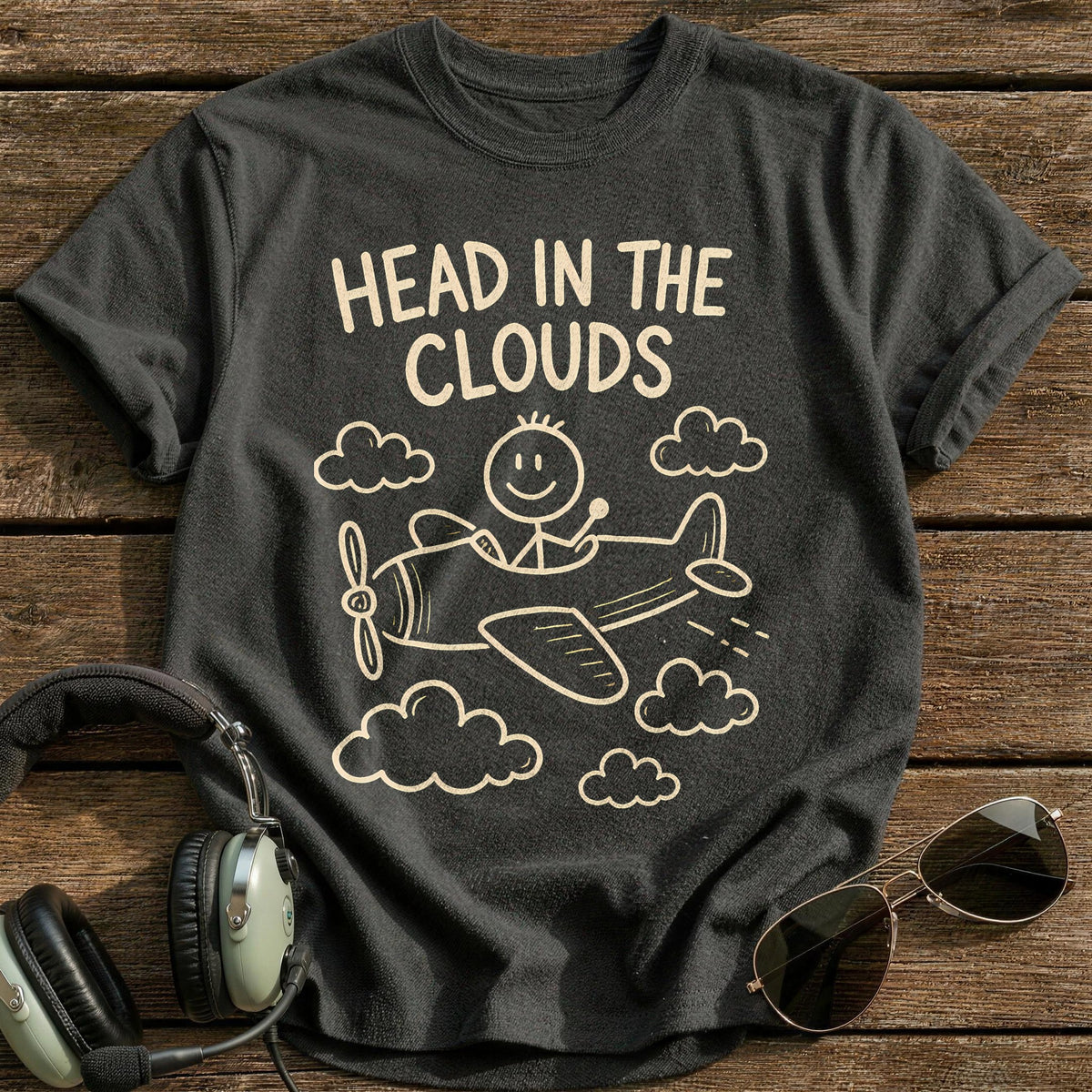 Head In Clouds 71 T-Shirt - Charcoal