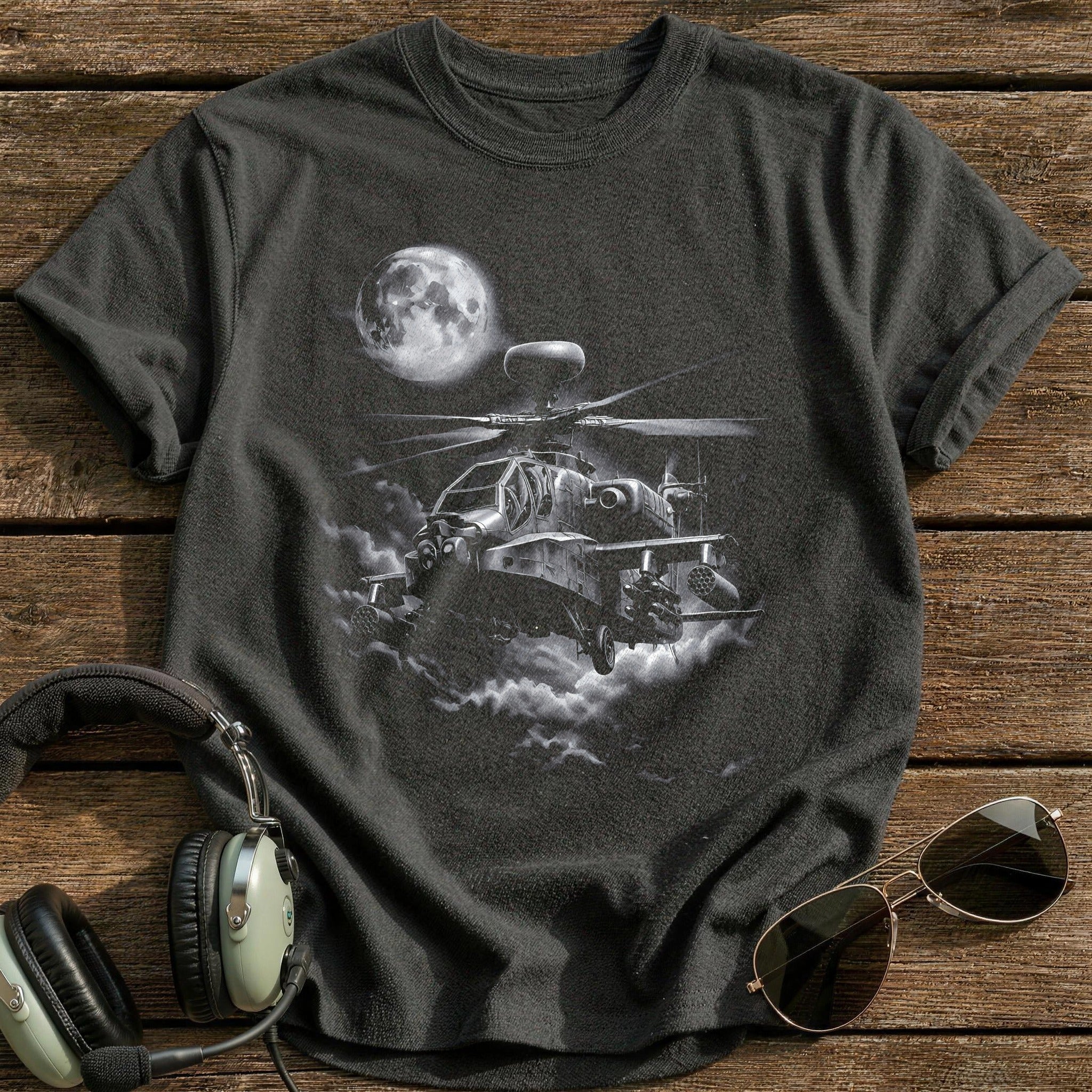 Helicopter Full Moon T-Shirt - Charcoal