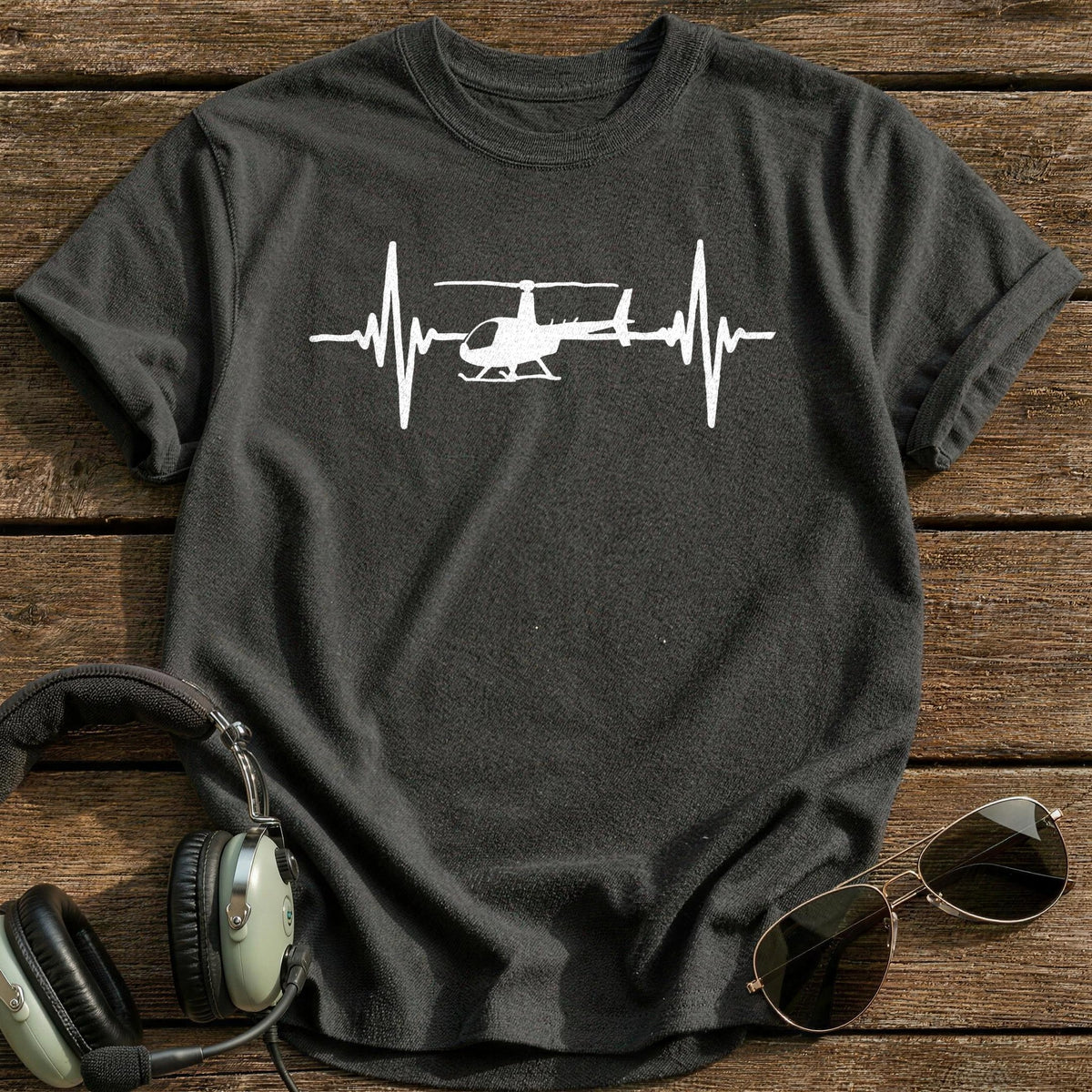 Helicopter Heartbeat T-Shirt - Charcoal