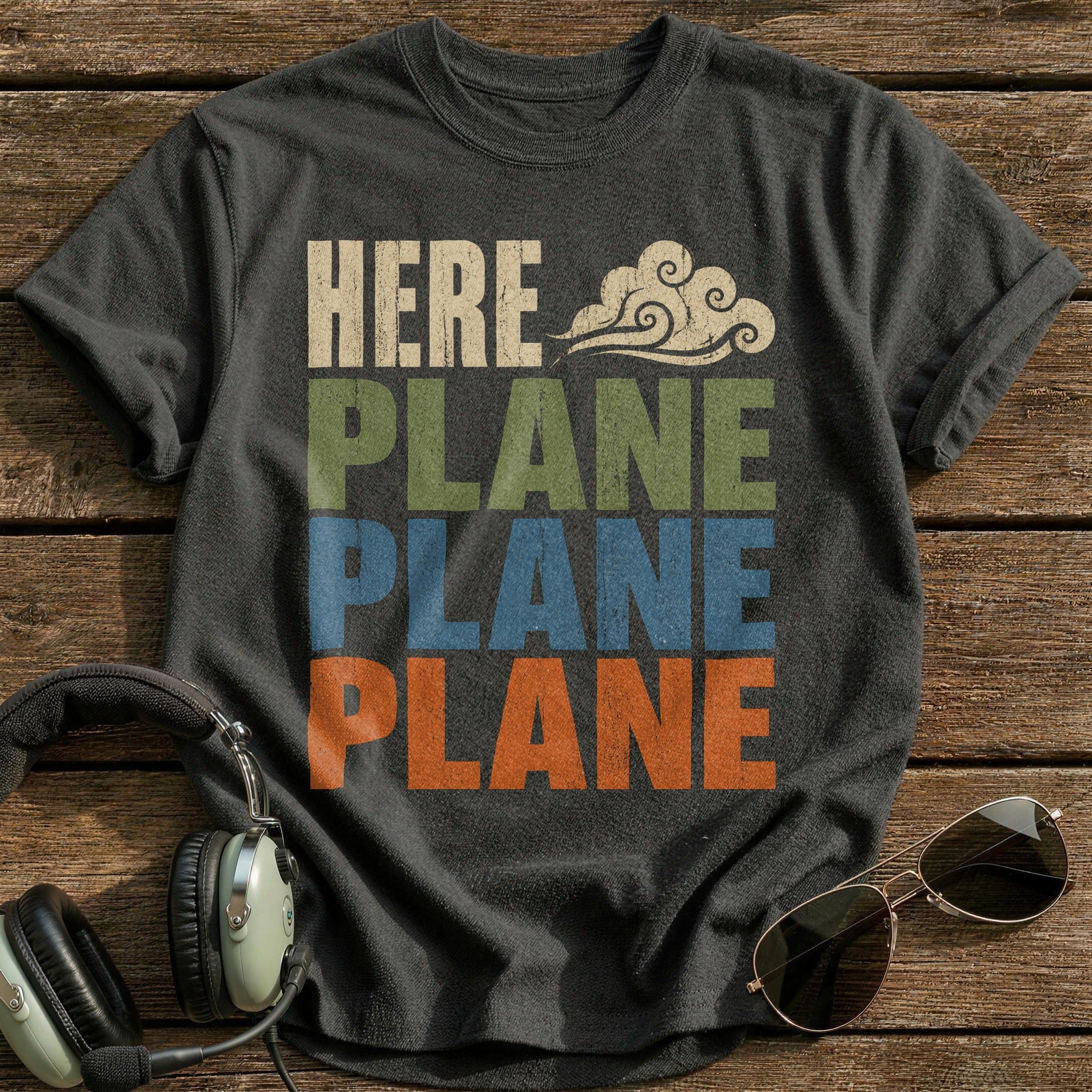 Here Plane Plane Plane T-Shirt - Charcoal