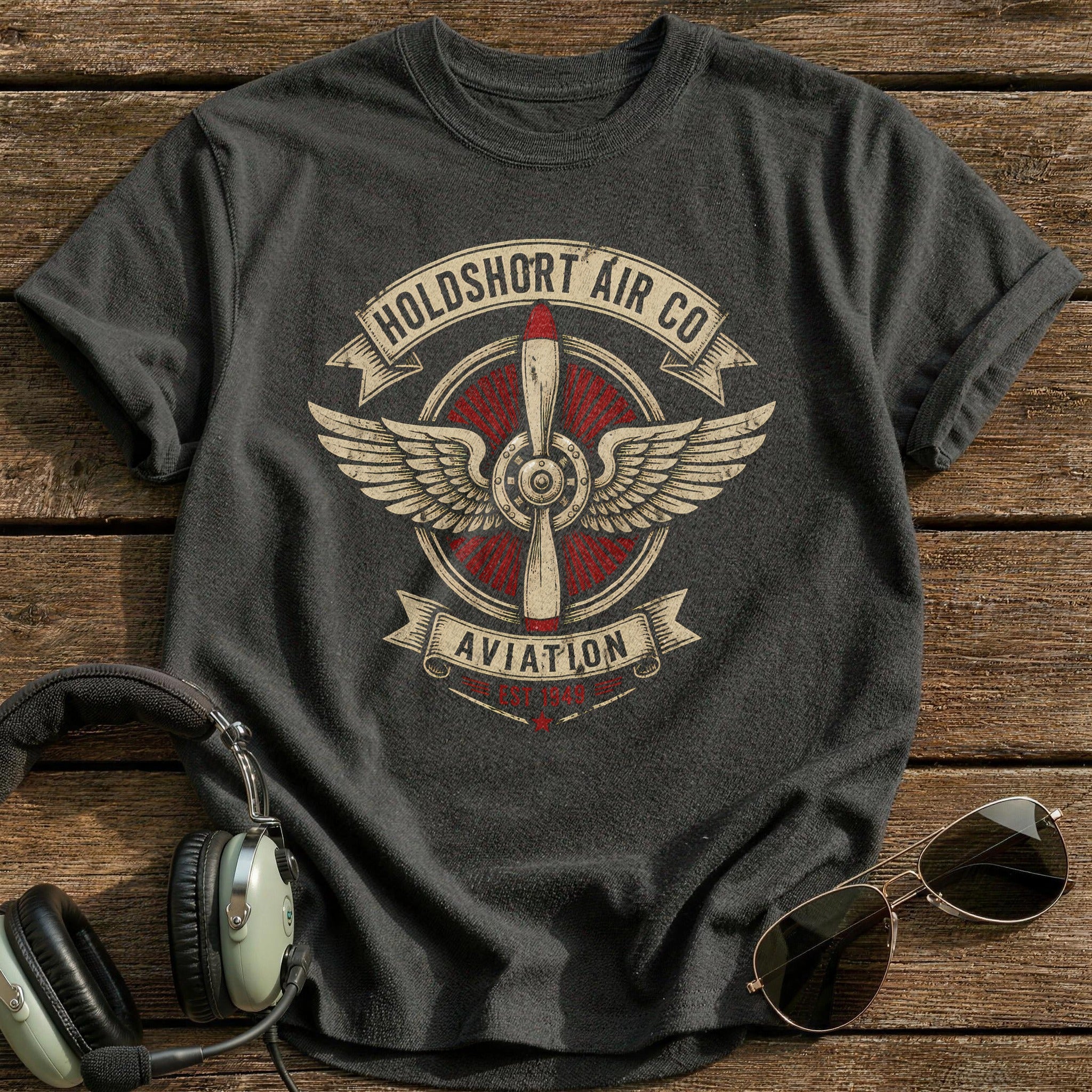 Holdshort Air Co Emblem 21 T-Shirt - Charcoal