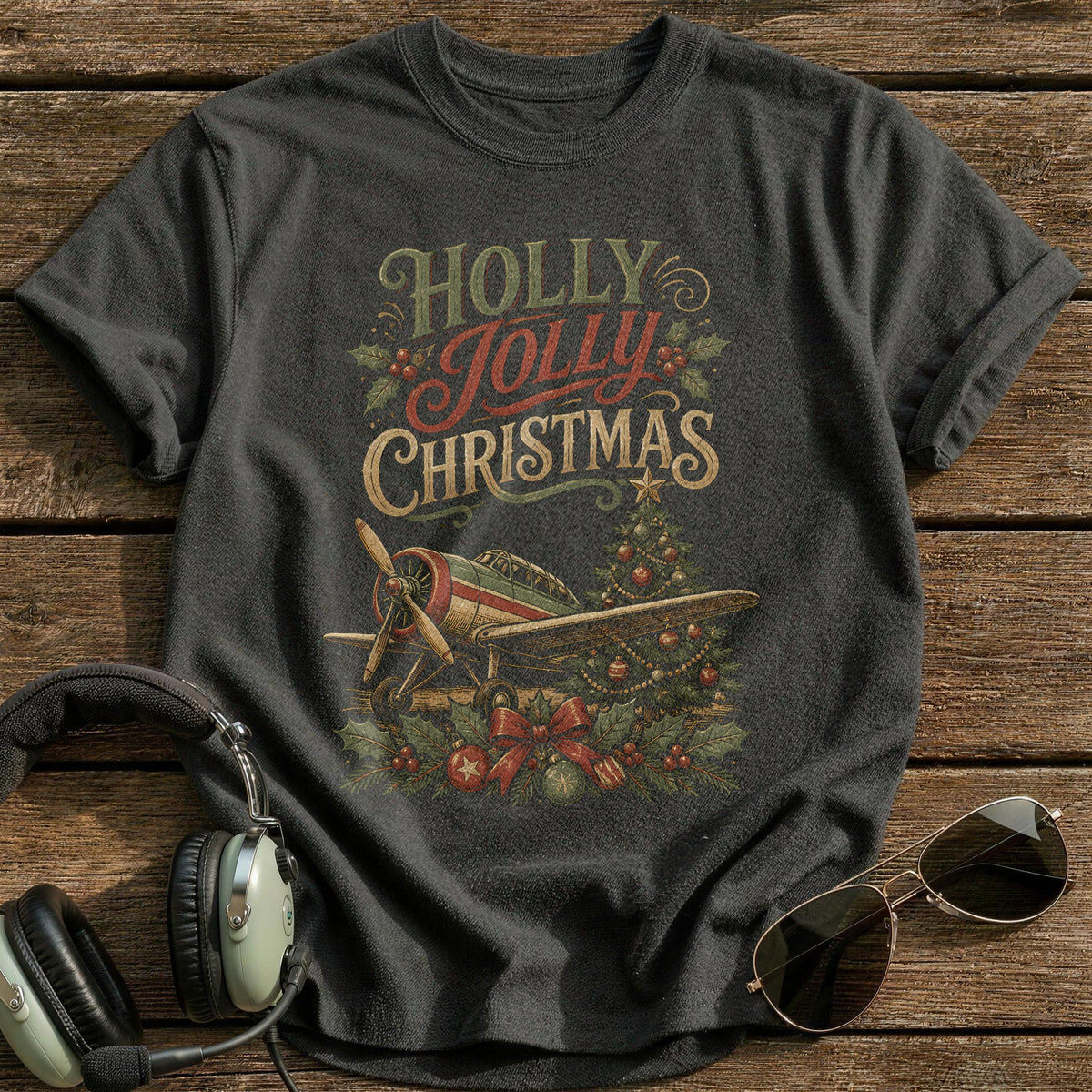Holly Jolly Christmas 77 T-Shirt - Charcoal