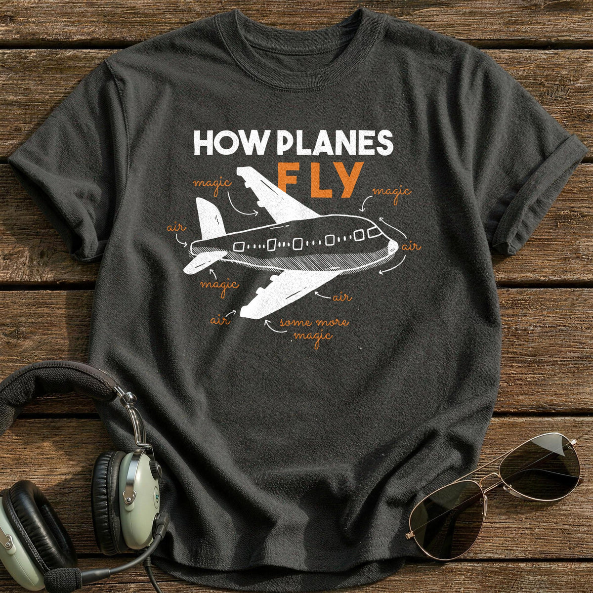 How Planes Fly 3 T-Shirt - Charcoal