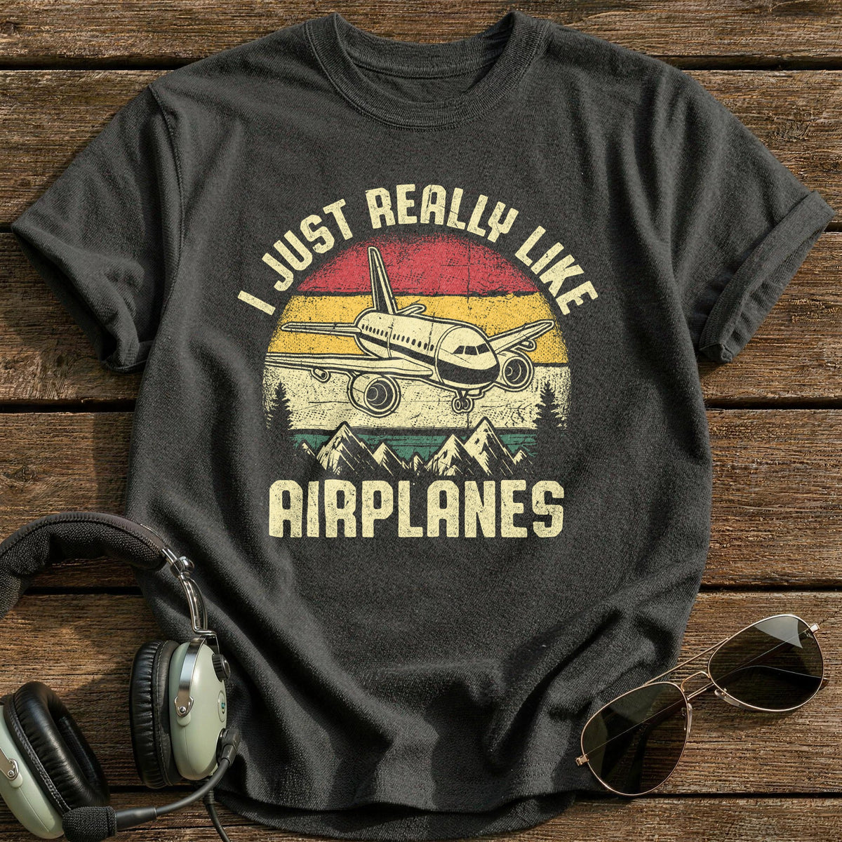 I Just Really Like Airplanes T-Shirt - Charcoal