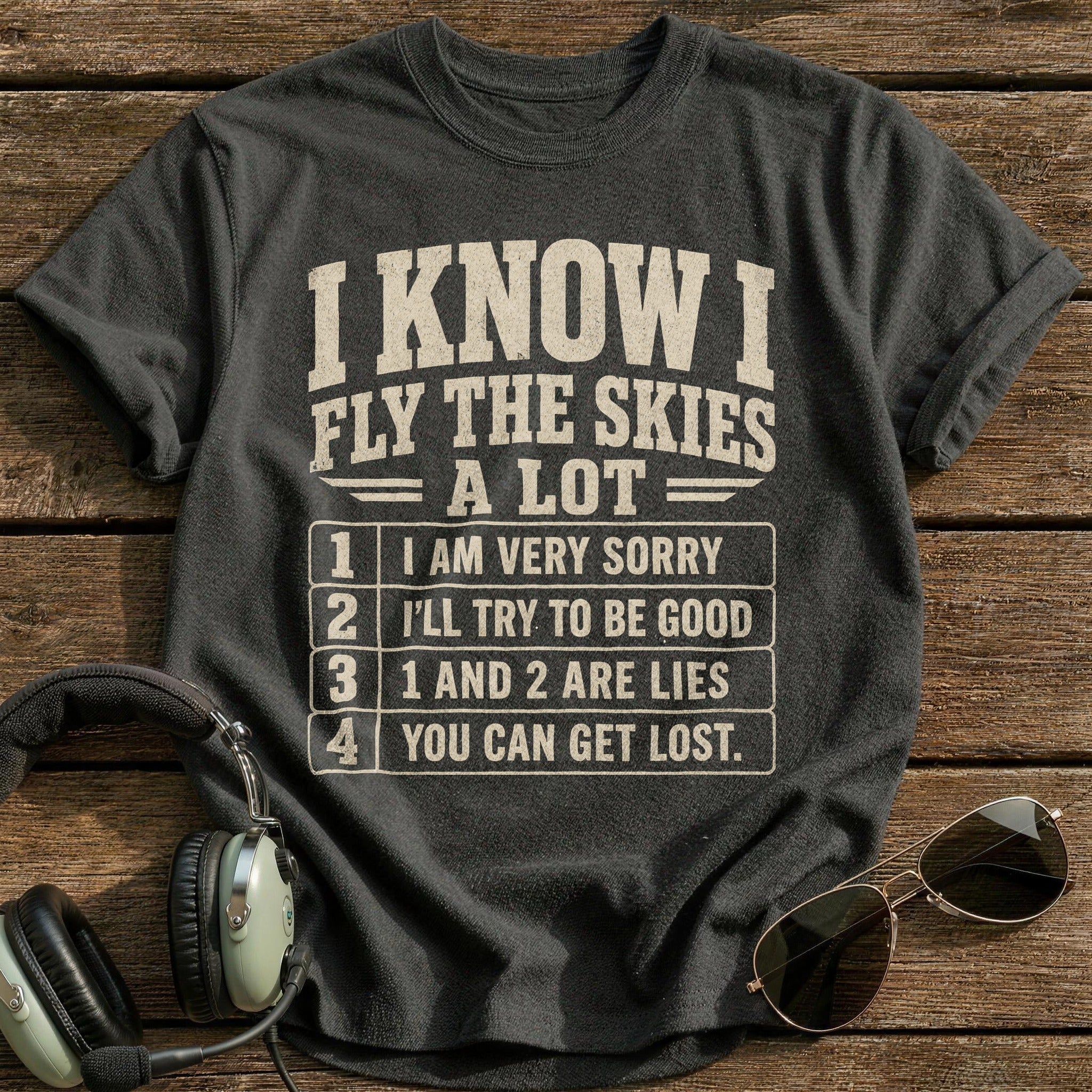 I Know I Fly A Lot T-Shirt - Charcoal