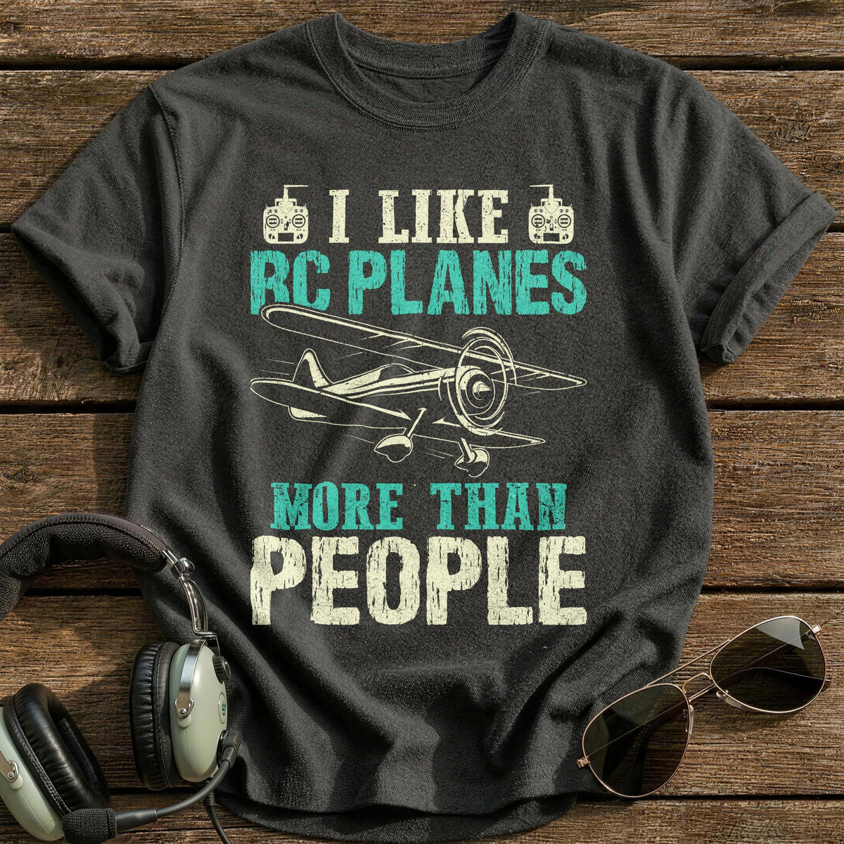 I Like RC Planes More Than People T-Shirt - Charcoal