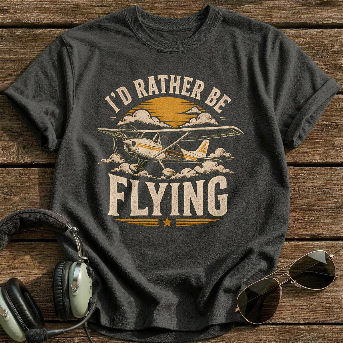 Id Rather Be Flying 74 T-Shirt - Charcoal