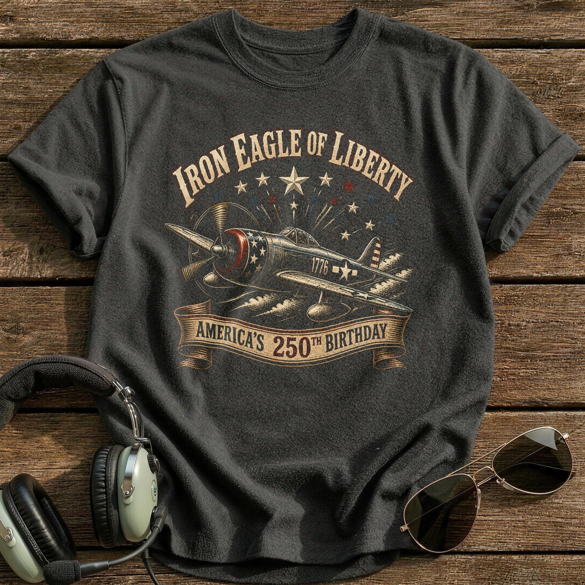 Iron Eagle Of Liberty T-Shirt - Charcoal