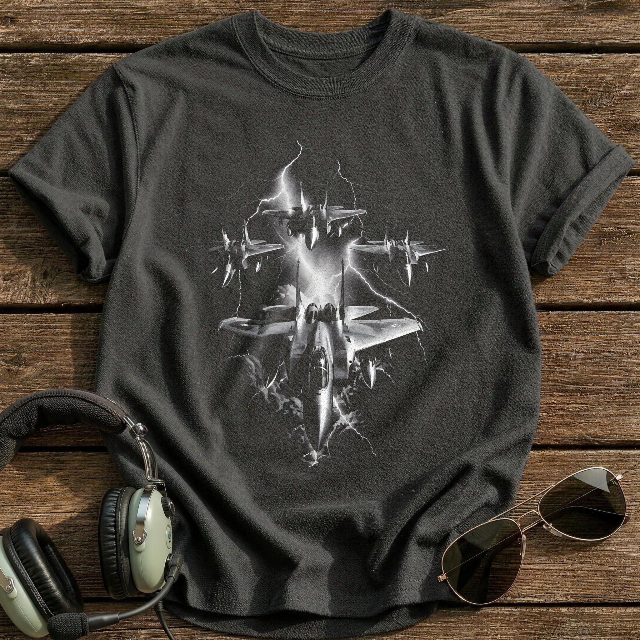 Jet Lightning Storm T-Shirt - Charcoal