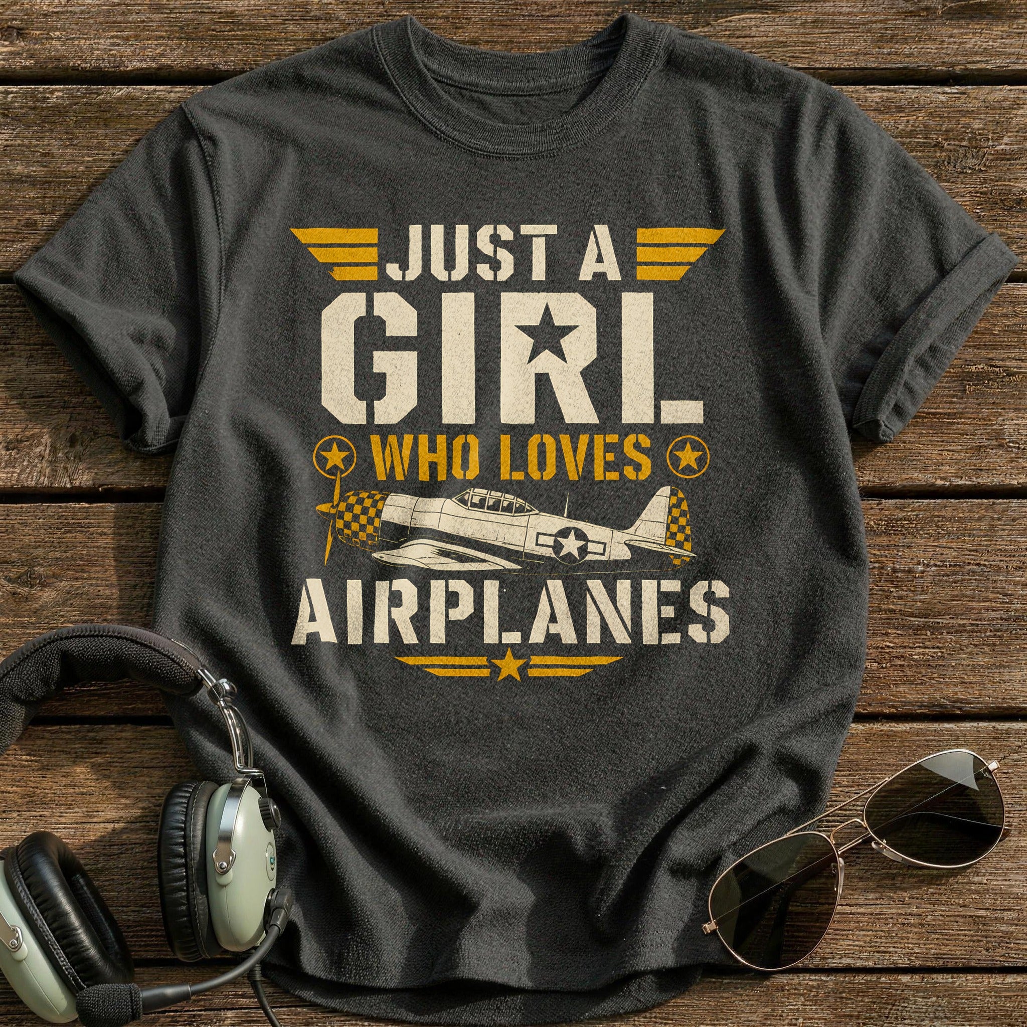 Just A Girl Who Loves Airplanes - Charcoal
