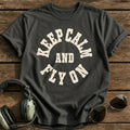 Keep Calm And Fly On 57 T-Shirt - Charcoal