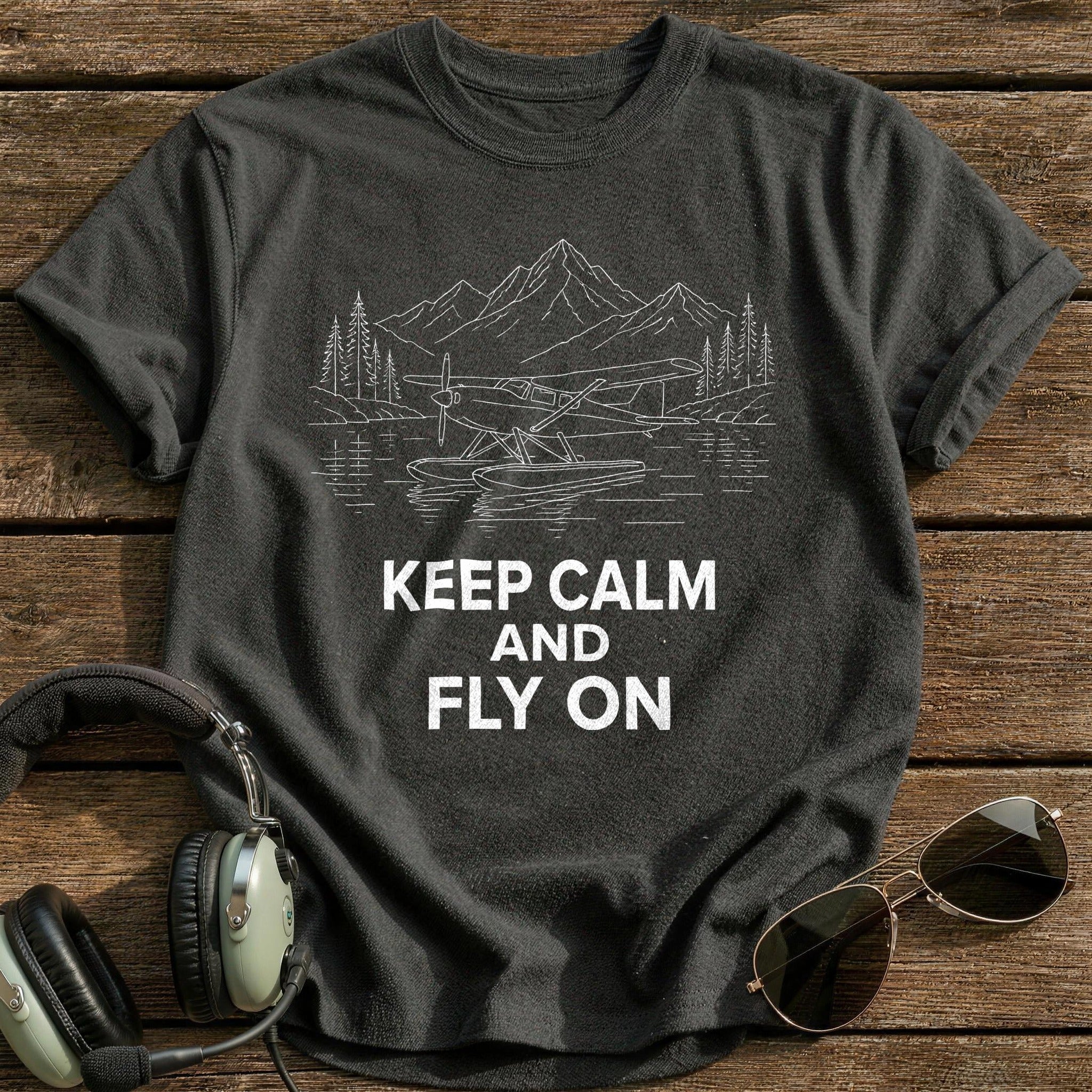 Keep Calm And Fly On 83 T-Shirt - Charcoal