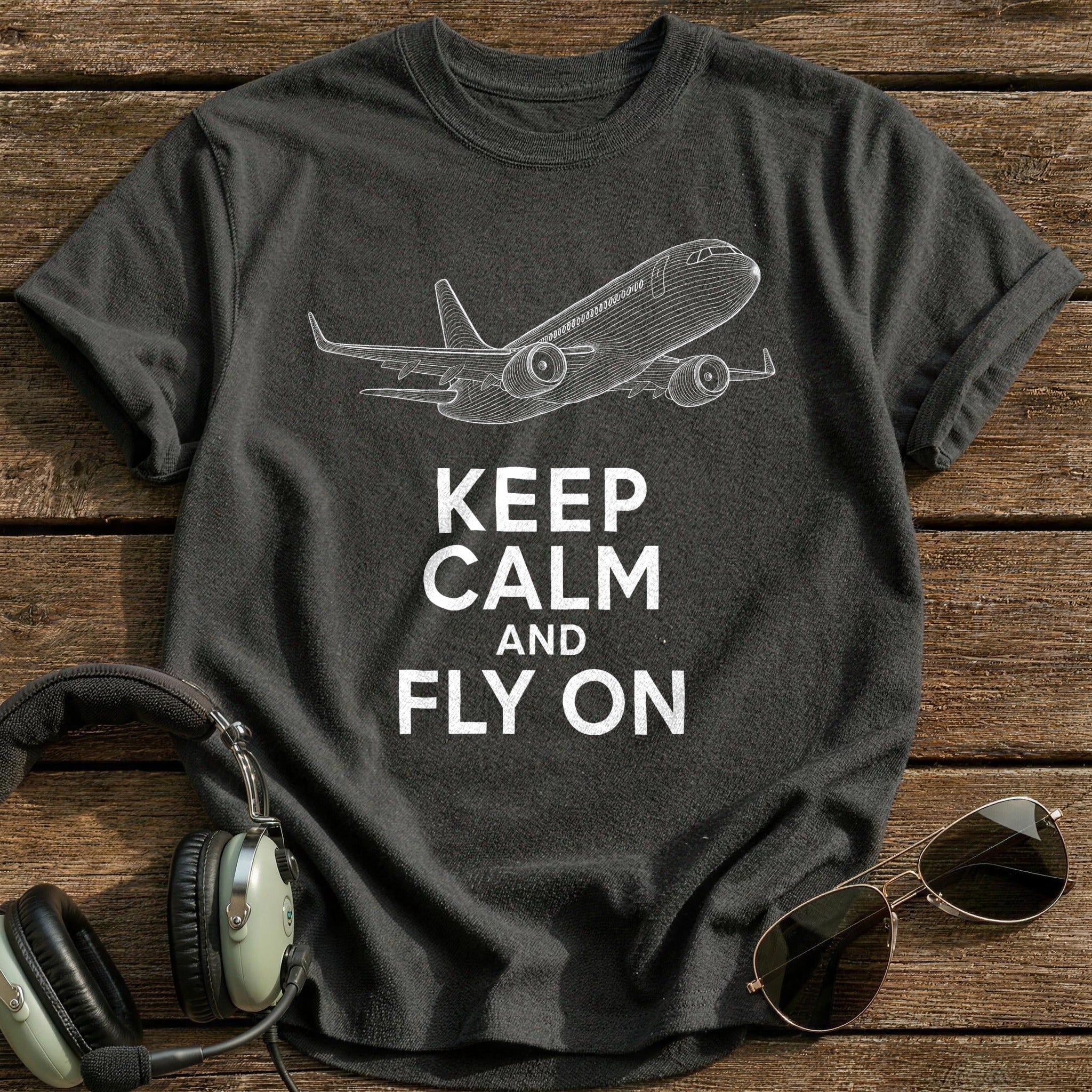 Keep Calm Fly On 31 T-Shirt - Charcoal