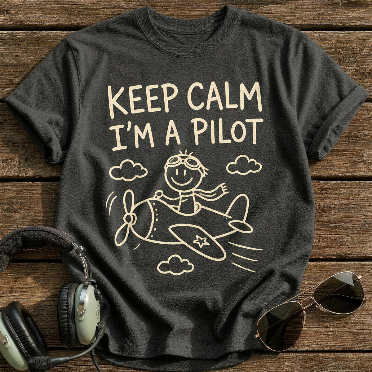 Keep Calm Pilot 52 T-Shirt - Charcoal