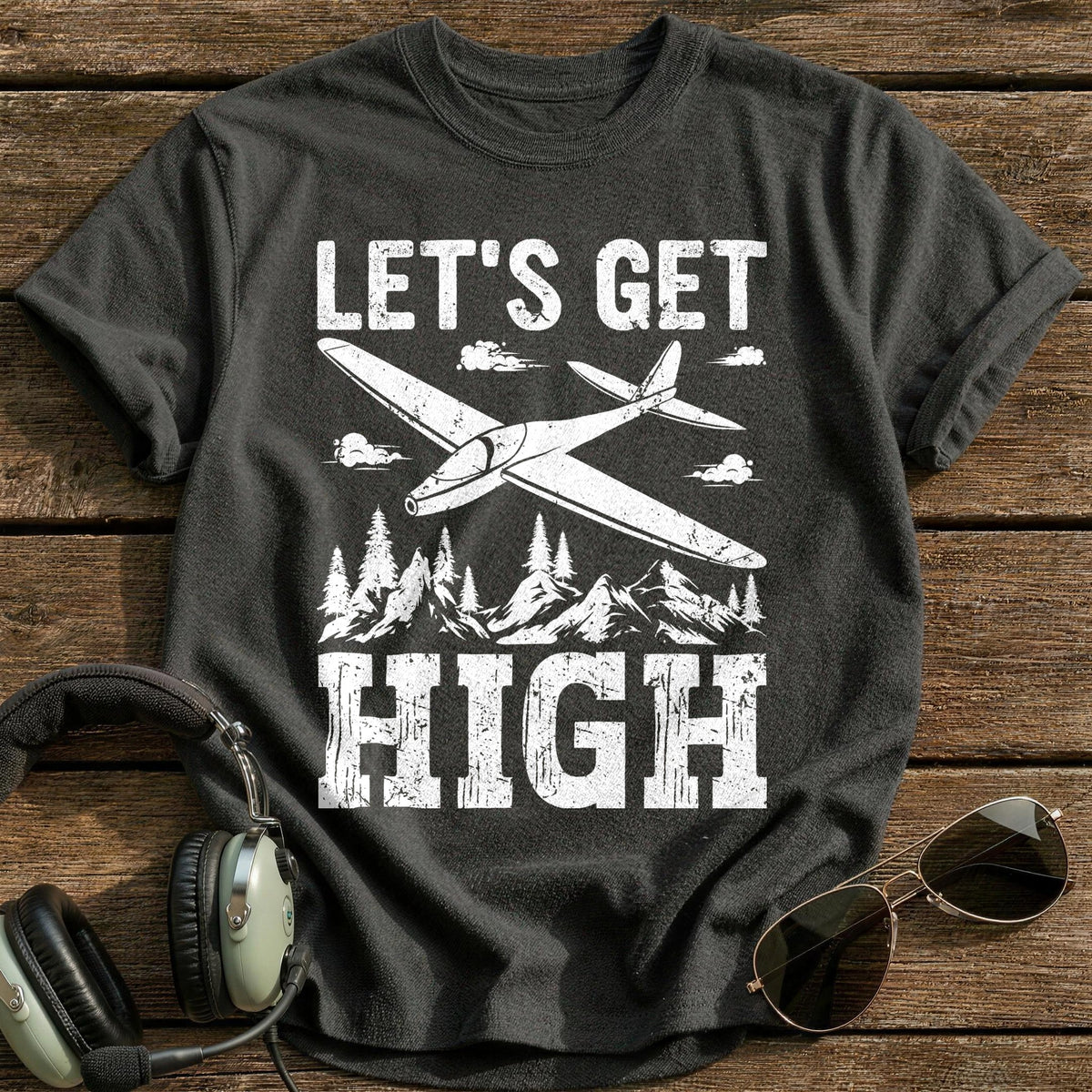 Let's Get High Glider T-Shirt - Charcoal