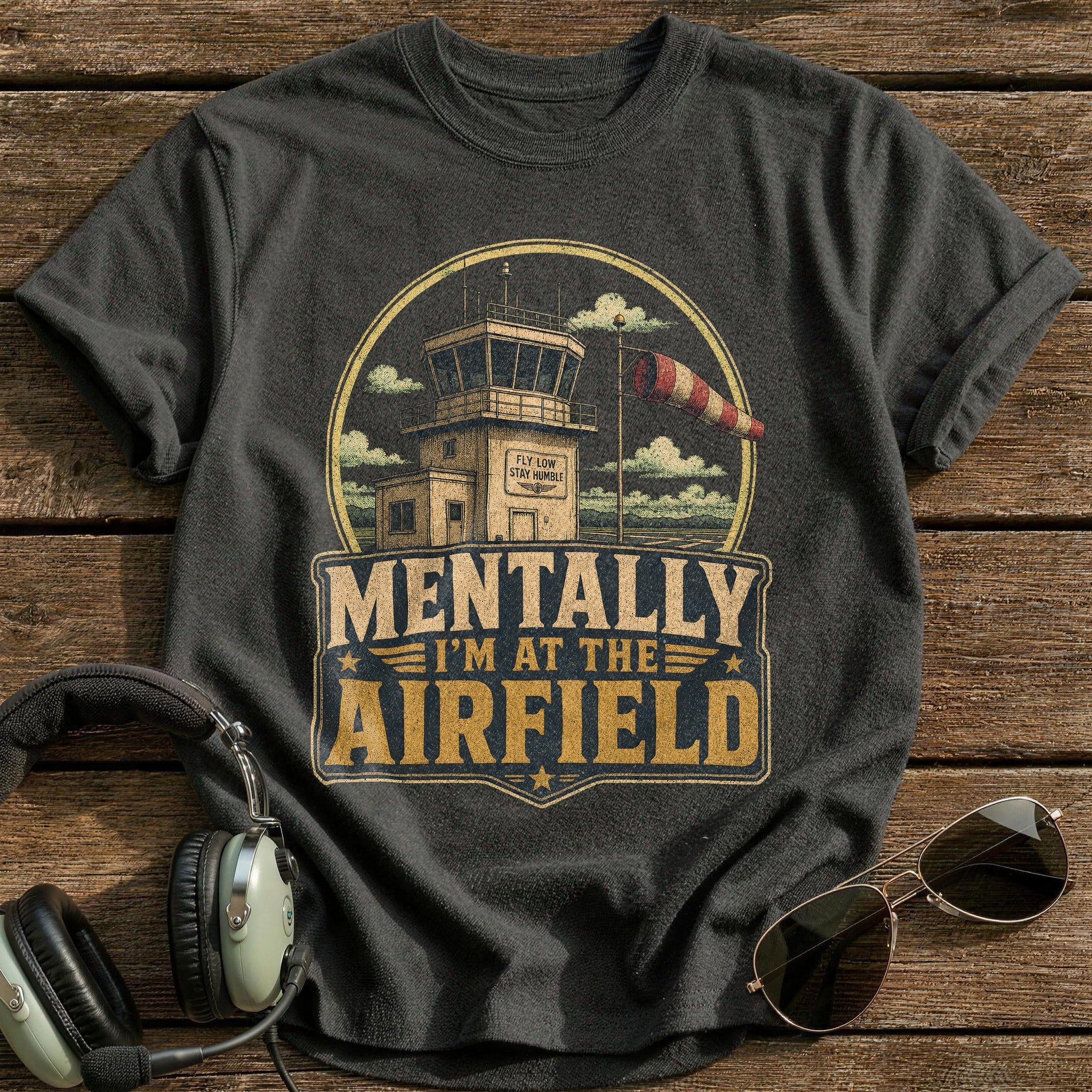 Mentally at the Airfield T-Shirt - Charcoal