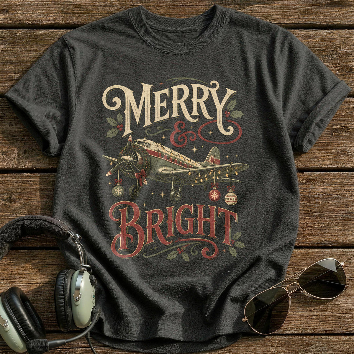 Merry And Bright 70 T-Shirt - Charcoal