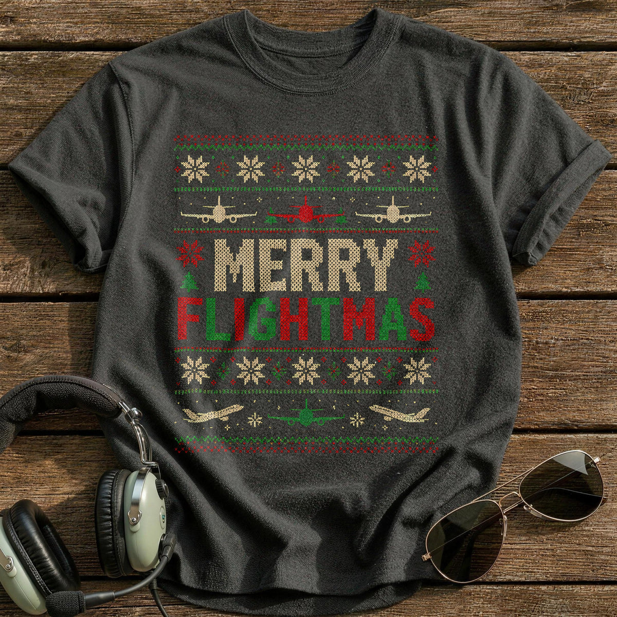 Merry Flightmas 80 T-Shirt - Charcoal