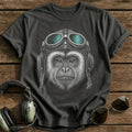 Monkey Aviator (Soft Teal) T-Shirt - Charcoal
