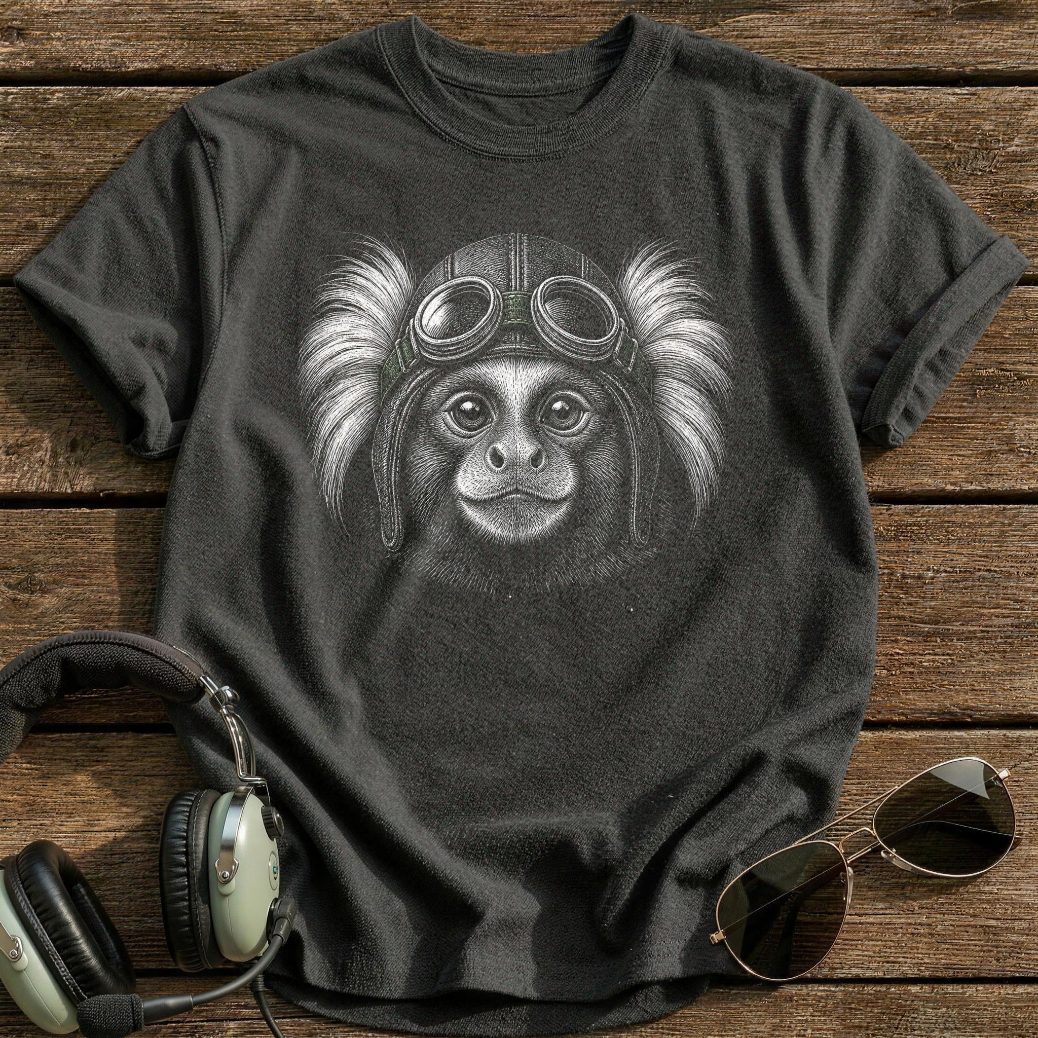 Monkey Flyer (Muted Green) T-Shirt - Charcoal