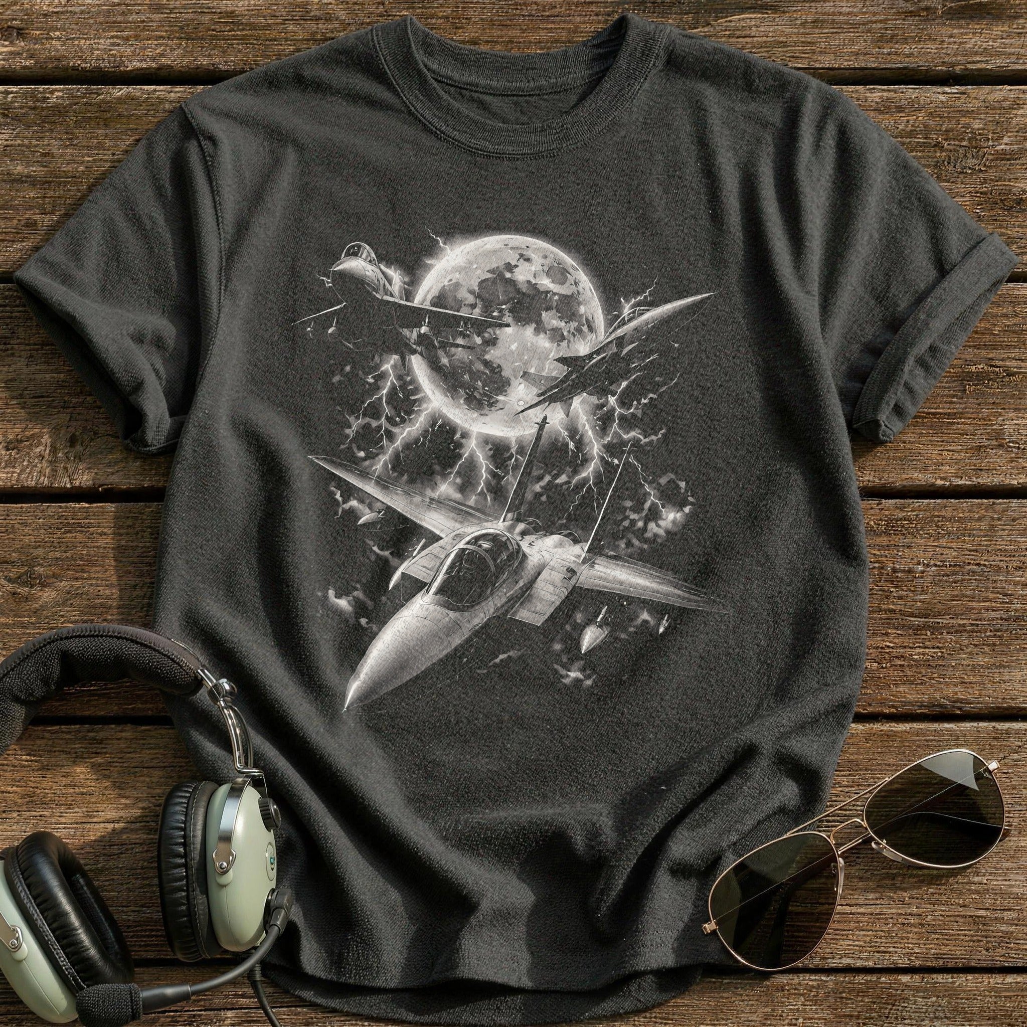Moon Lightning Jets T-Shirt - Charcoal