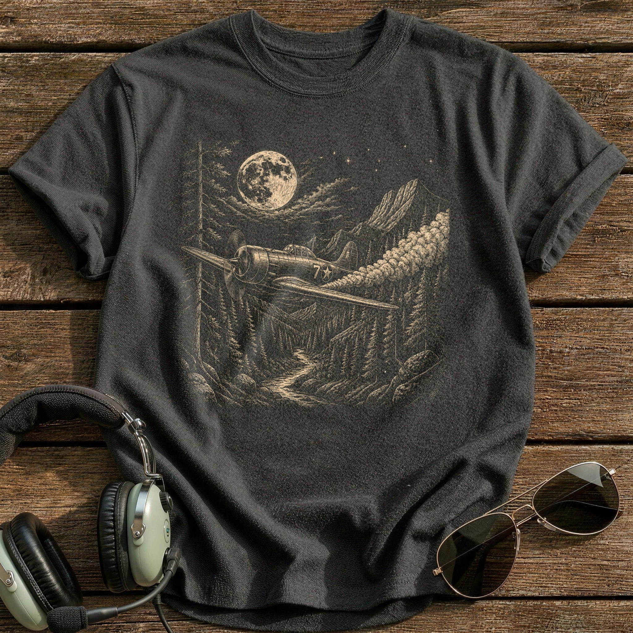 Moonlit Night Flight T-Shirt - Charcoal