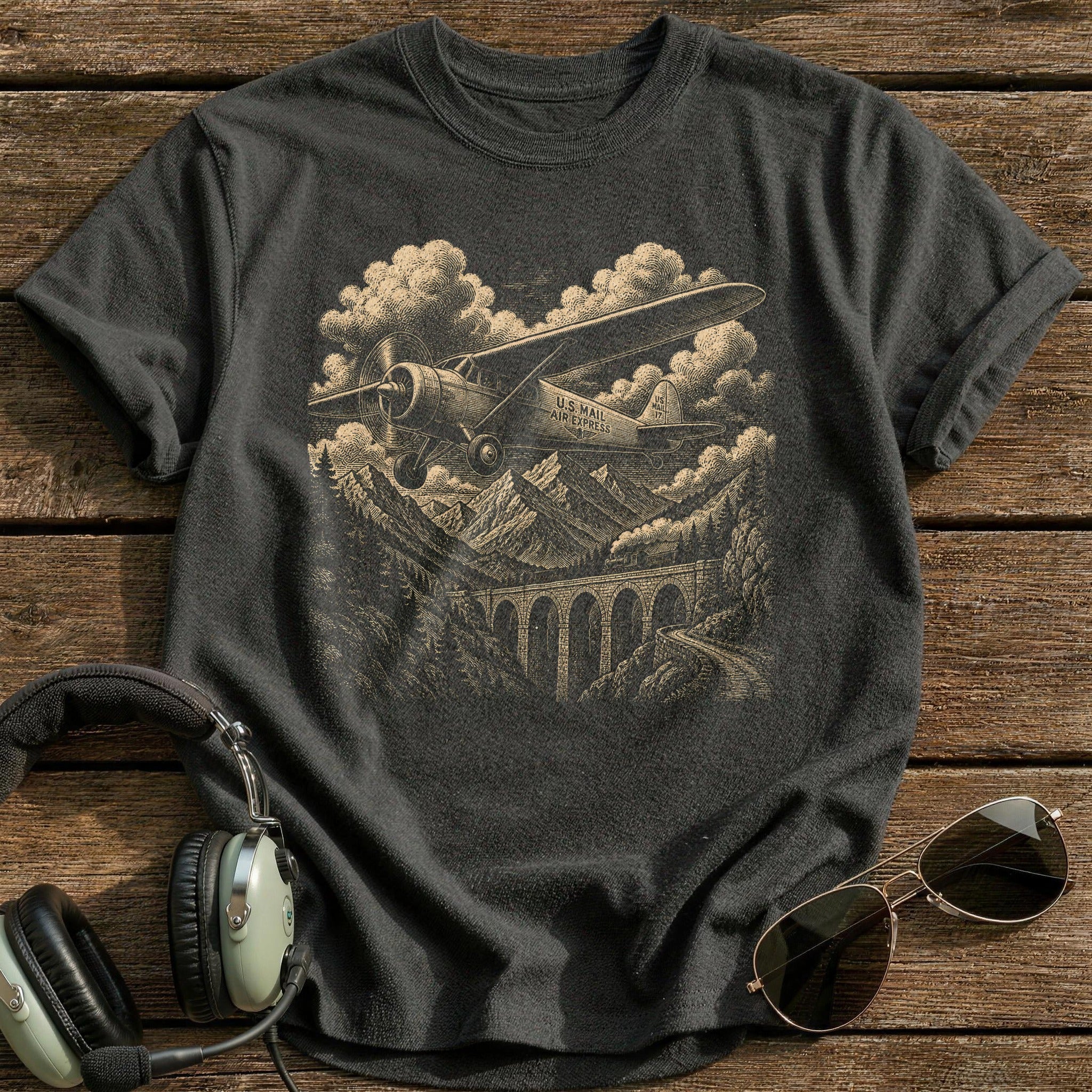 Mountain Mail Plane T-Shirt - Charcoal