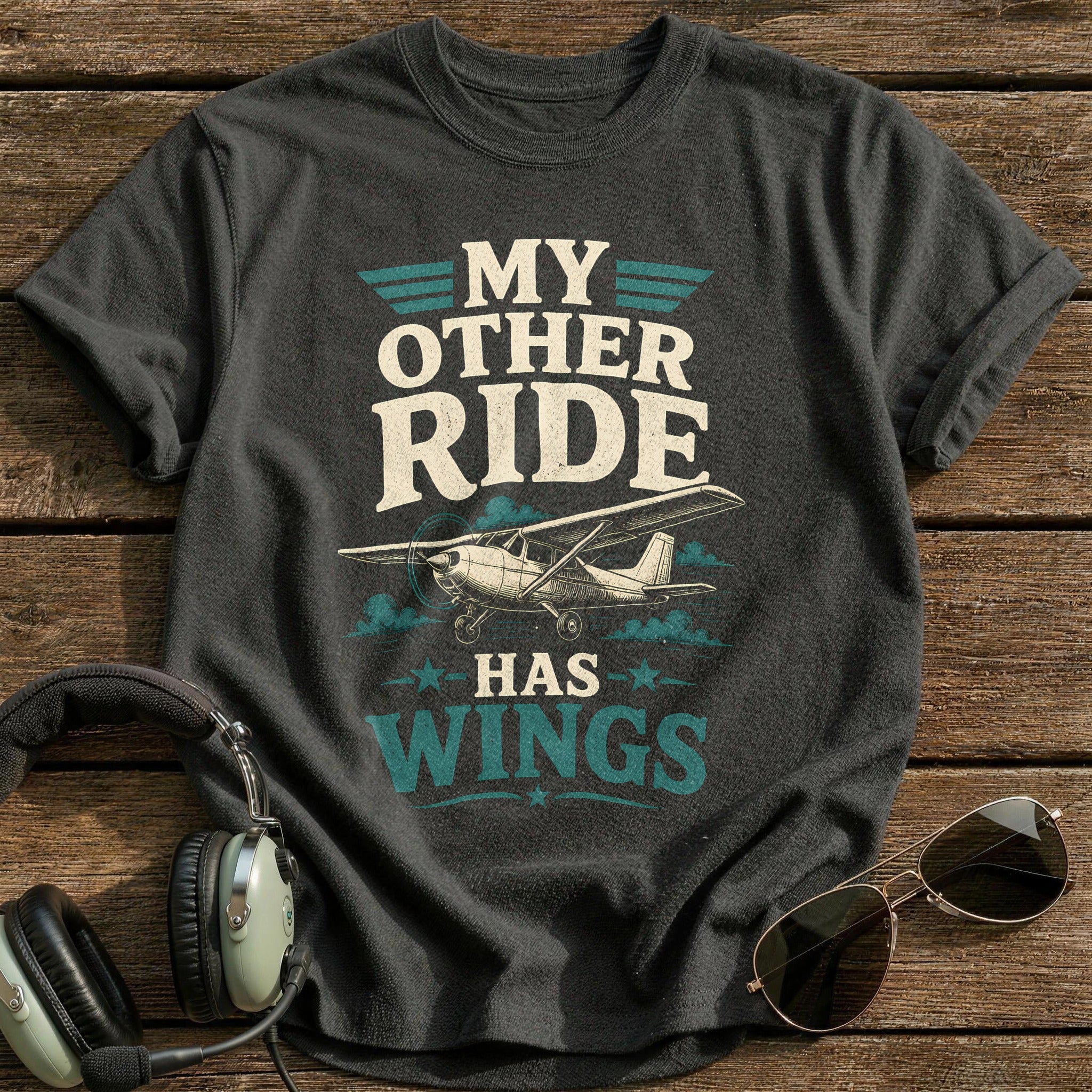 My Other Ride Has Wings T-Shirt - Charcoal