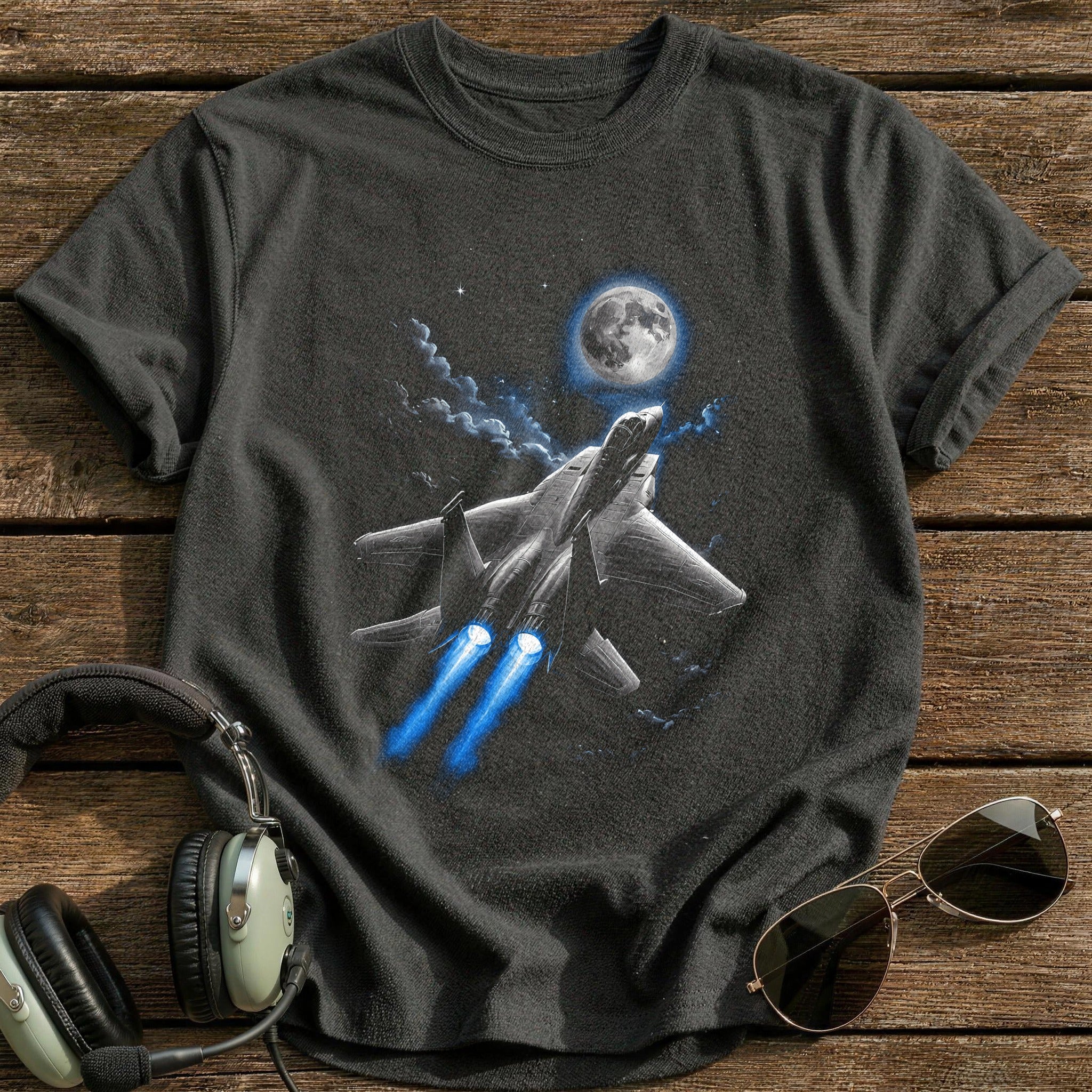 Night Jet Moon T-Shirt - Charcoal